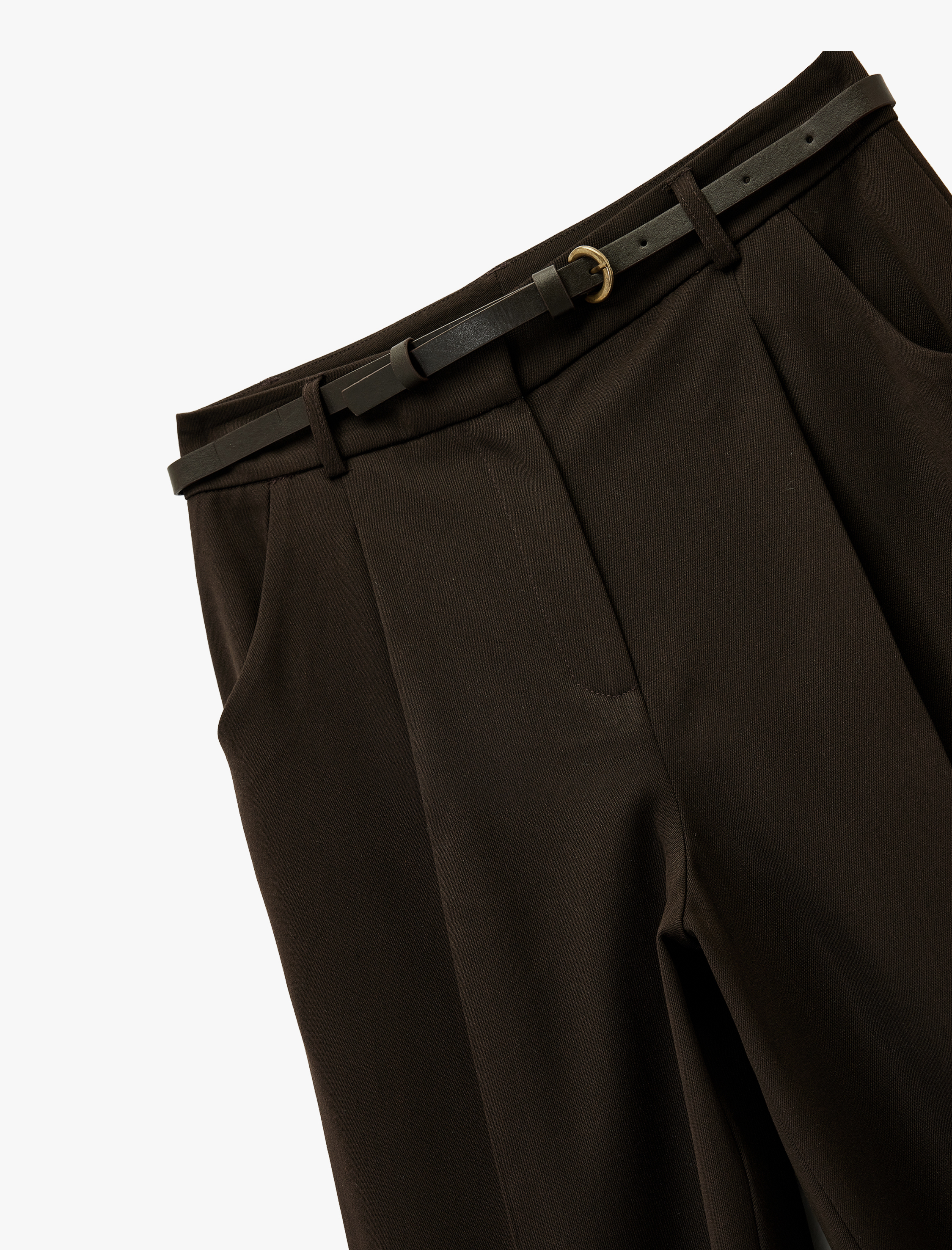   Cepli Kemerli Yüksek Bel Oversize Cigarette Pantolon