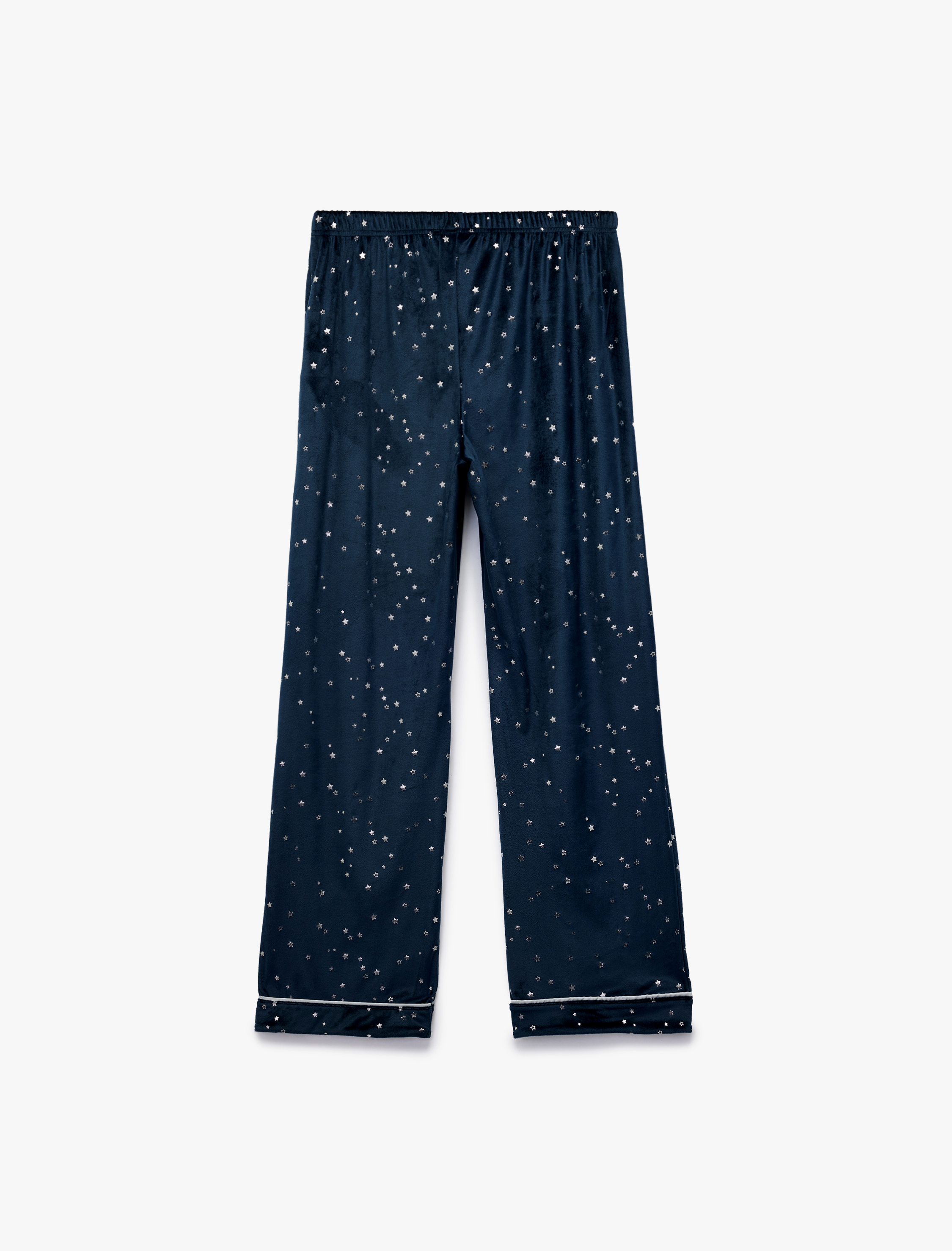   Yıldız Desenli Beli Bağcıklı Bol Paça Kadife Pijama Altı