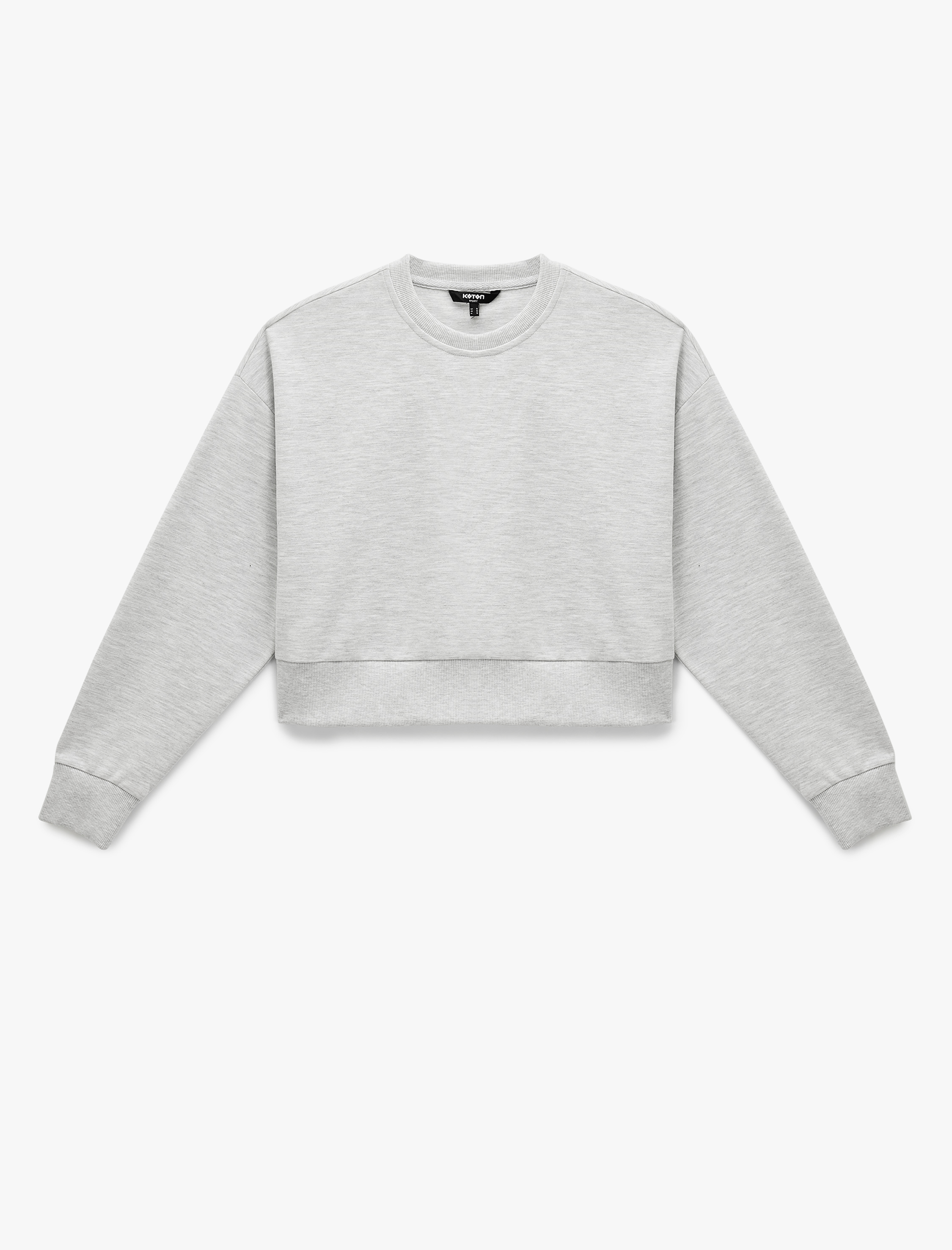   Uzun Kollu Bisiklet Yaka Oversize Crop Spor Sweatshirt