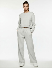 Uzun Kollu Bisiklet Yaka Oversize Crop Spor Sweatshirt