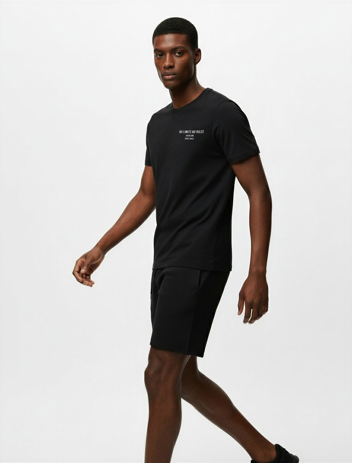  Rahat Kesim Kısa Kollu Baskılı Spor Tişört