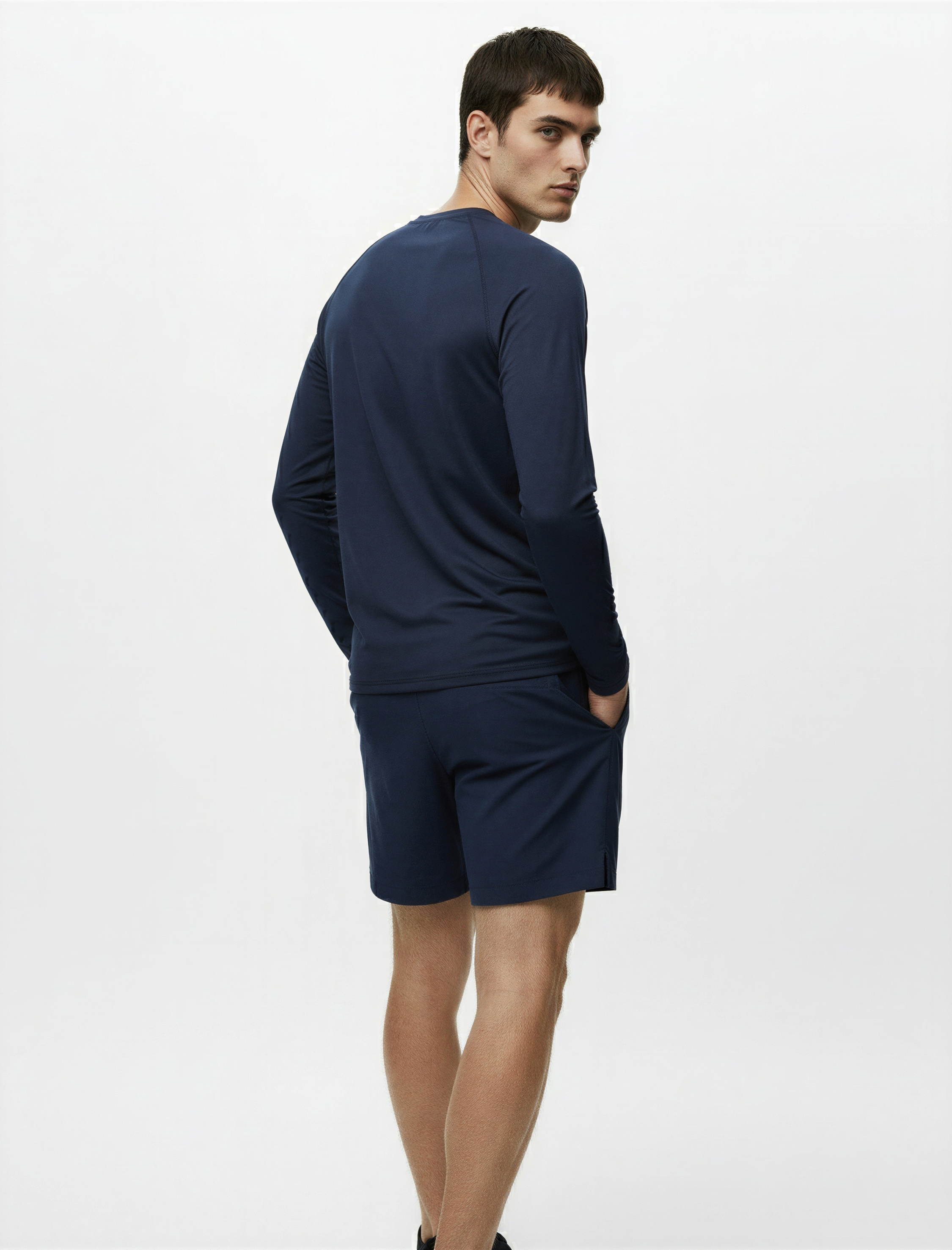   Uzun Kollu Bisiklet Yaka Dikiş Detaylı Slim Fit Spor Tişört