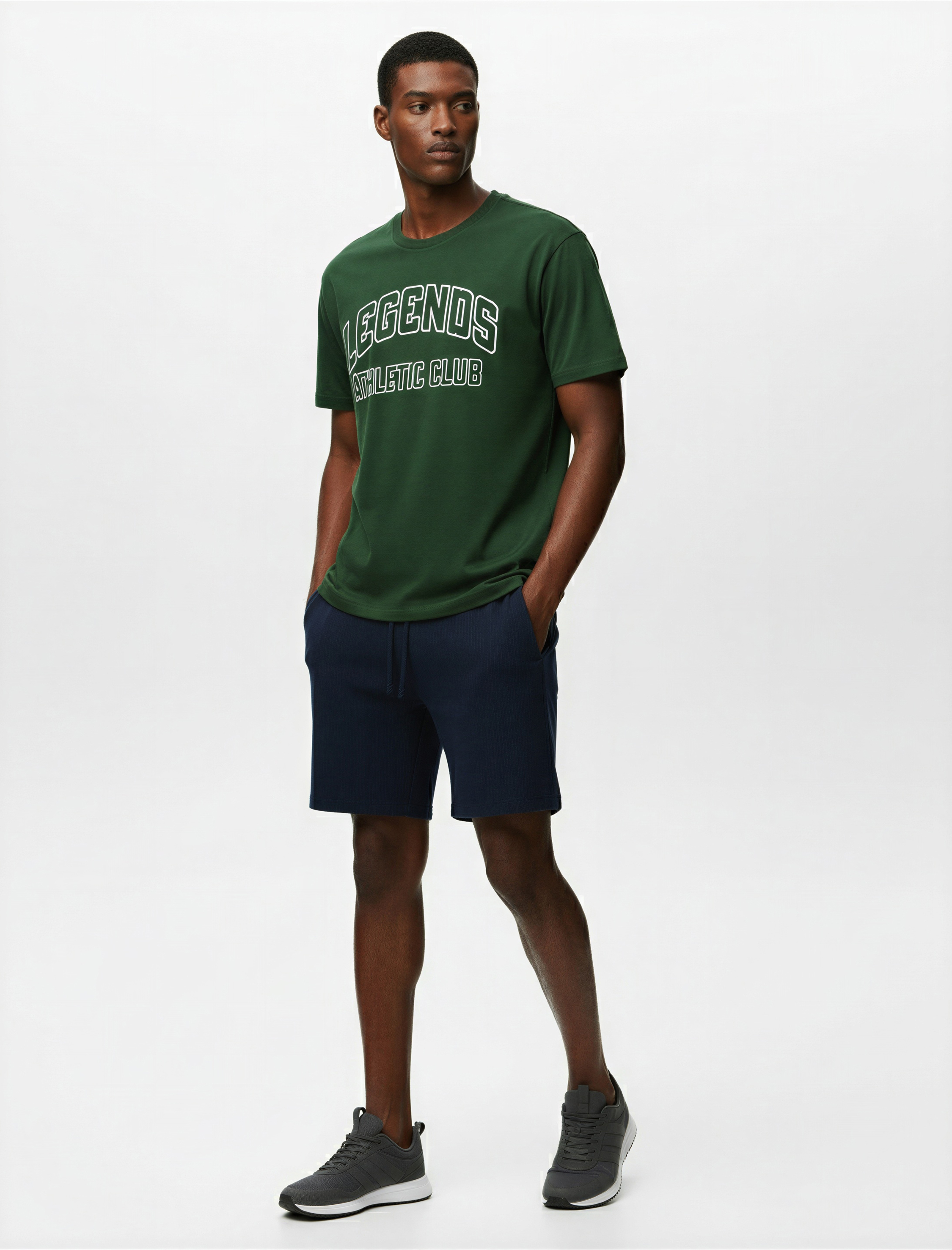   Regular Fit Kısa Kollu Pamuklu Bisiklet Yaka Baskılı Spor Tişört