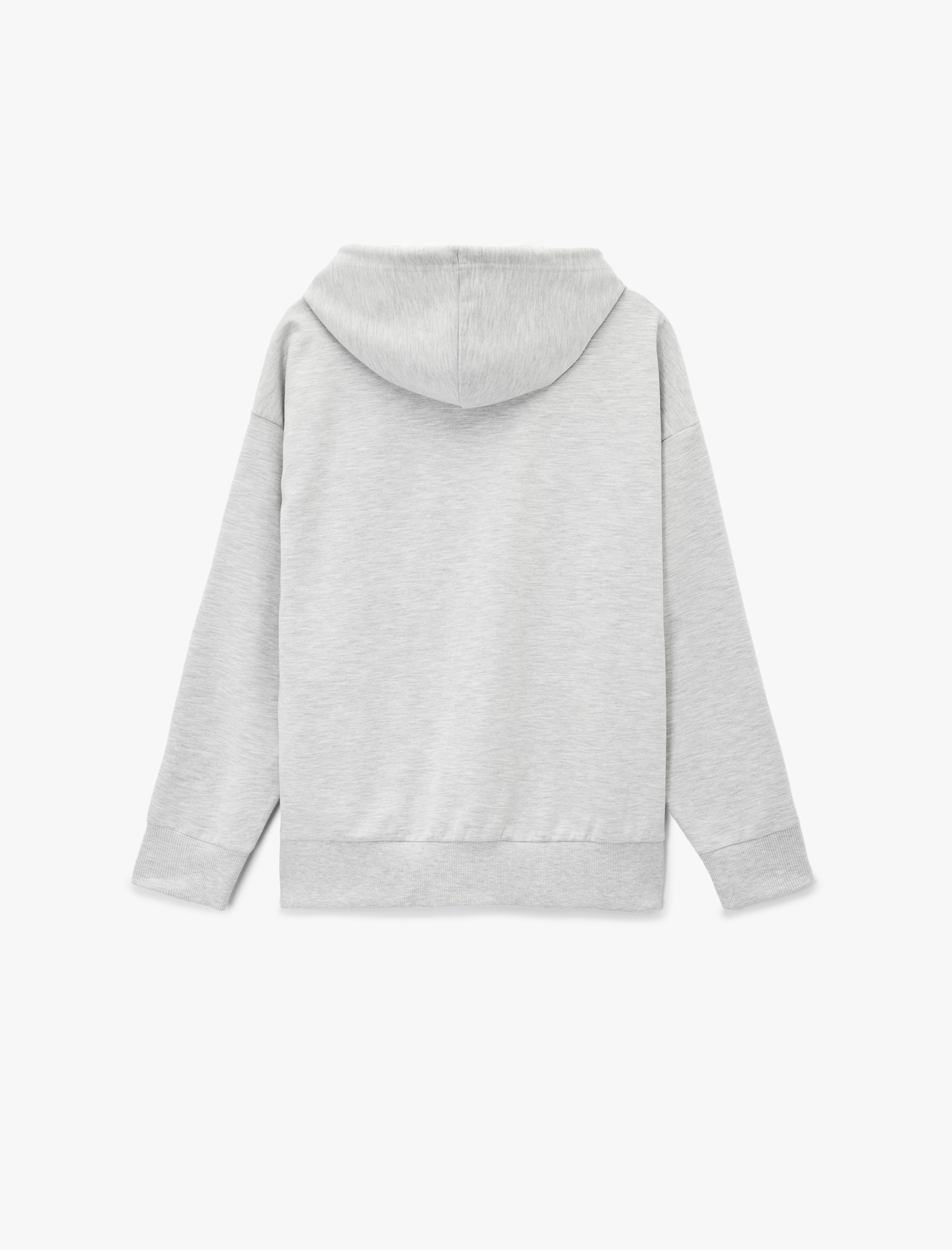   Uzun Kollu Kapüşonlu Fermuarlı Kanguru Cepli Spor Sweatshirt