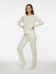 Yılbaşı Temalı Yıldız Desenli Parıltılı Kadife Pijama Altı