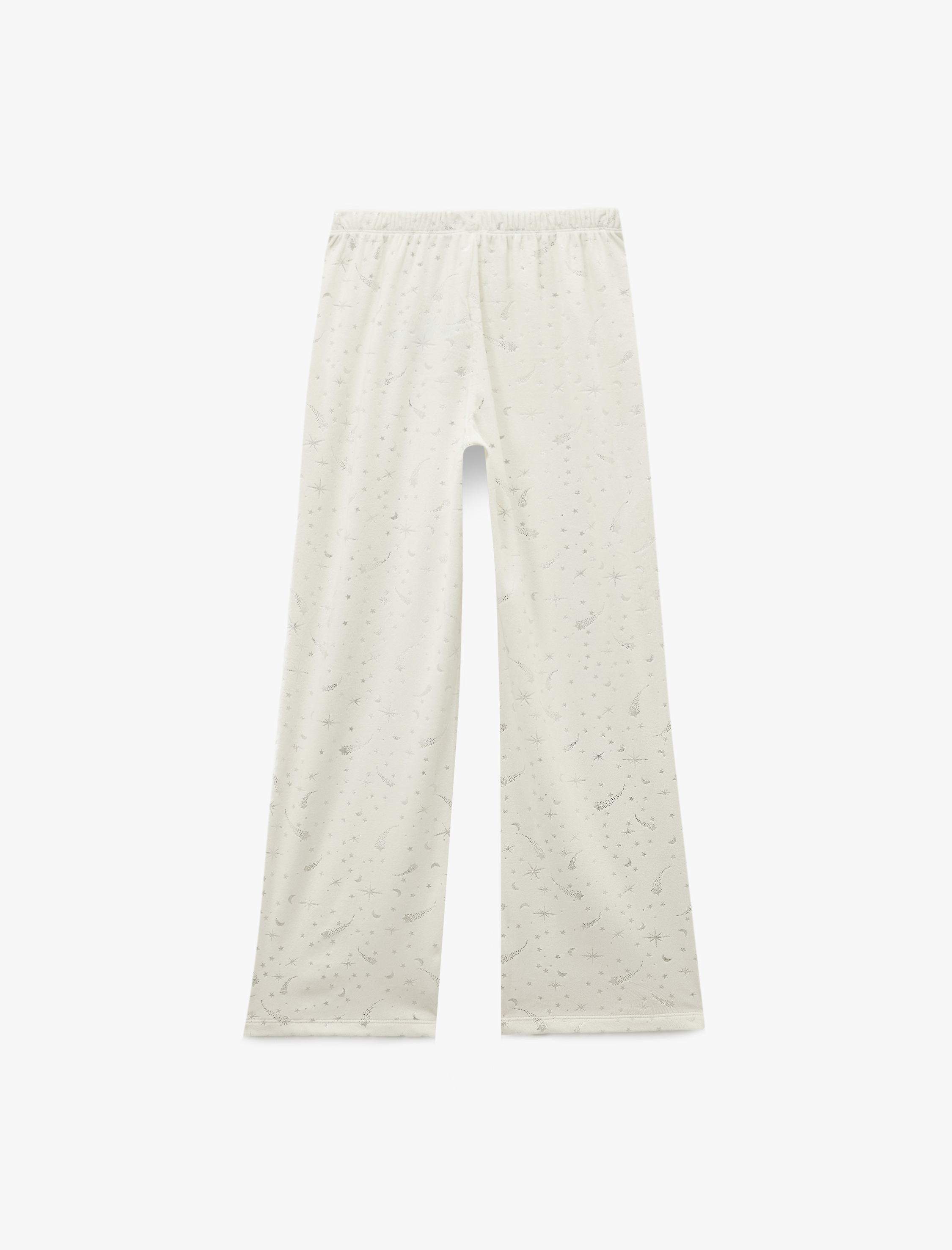   Yılbaşı Temalı Yıldız Desenli Parıltılı Kadife Pijama Altı