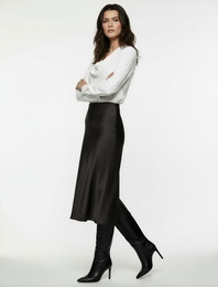 Regular Fit Midi Boy Saten Kloş Etek