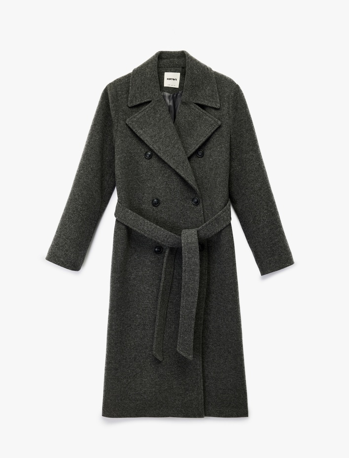  Trenç Kaban Uzun Kollu Cepli Kruvaze Kemerli