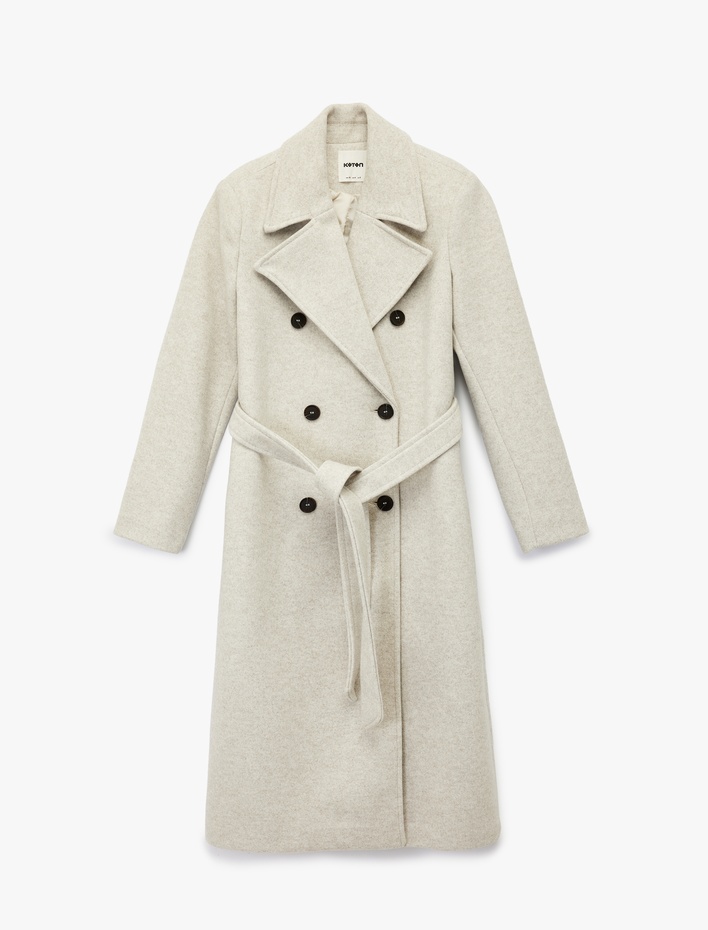  Trenç Kaban Uzun Kollu Cepli Kruvaze Kemerli