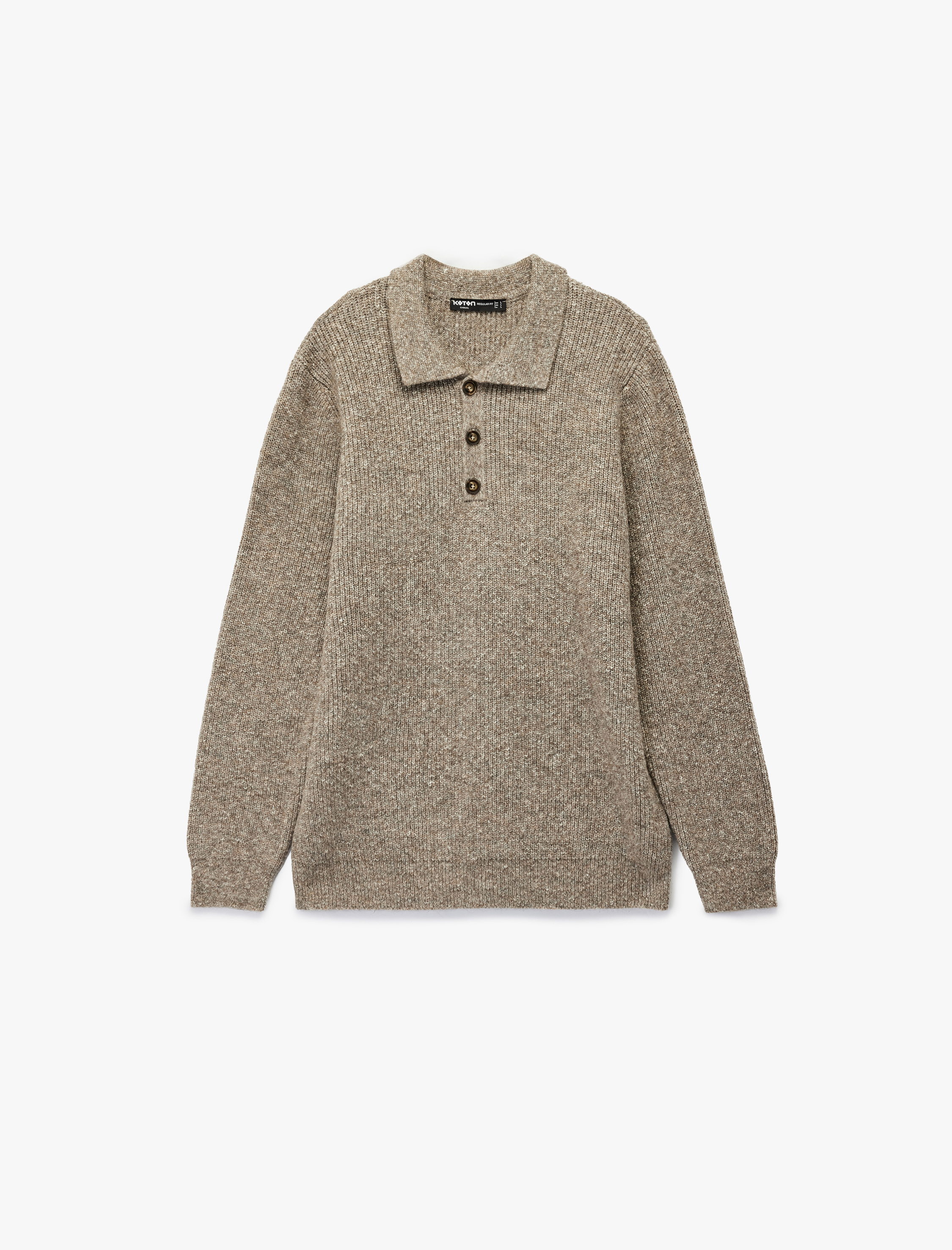   Regular Fit Düğmeli Polo Yaka Triko Kazak