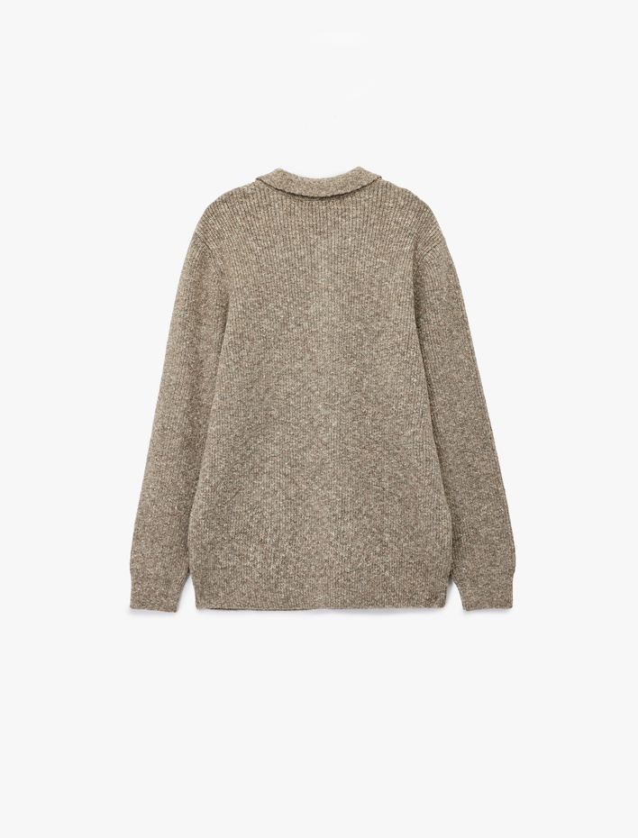  Regular Fit Düğmeli Polo Yaka Triko Kazak