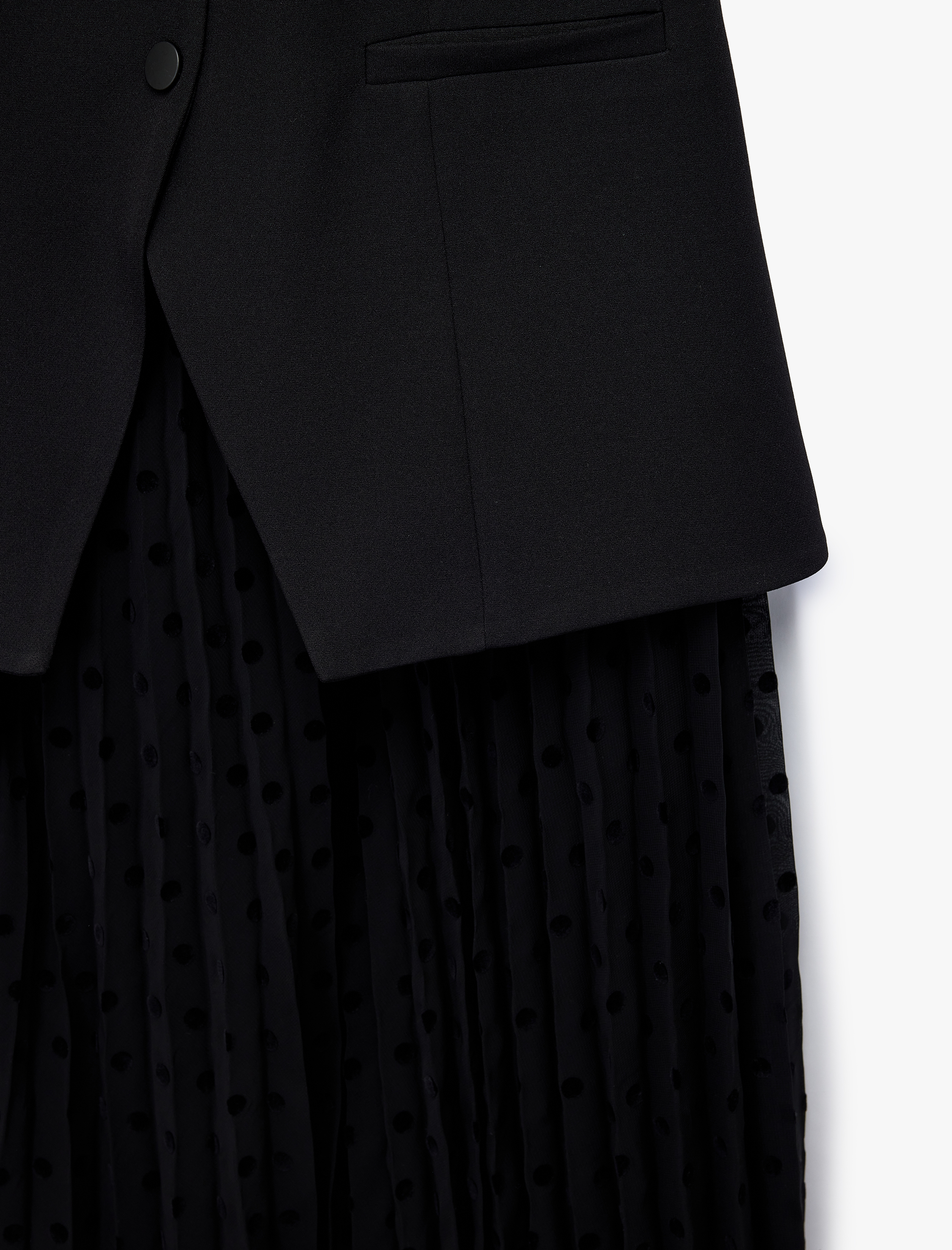   Bisiklet Yaka Kolsuz Katlı Düğmeli Cep Detaylı Volanlı Uzun Elbise