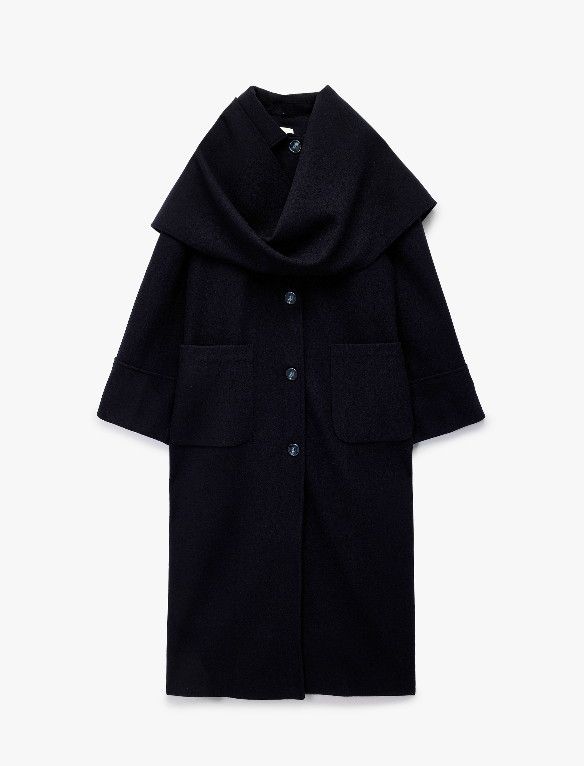   Atkılı Kaban Kaşe Uzun Cepli Düğmeli Uzun Kollu