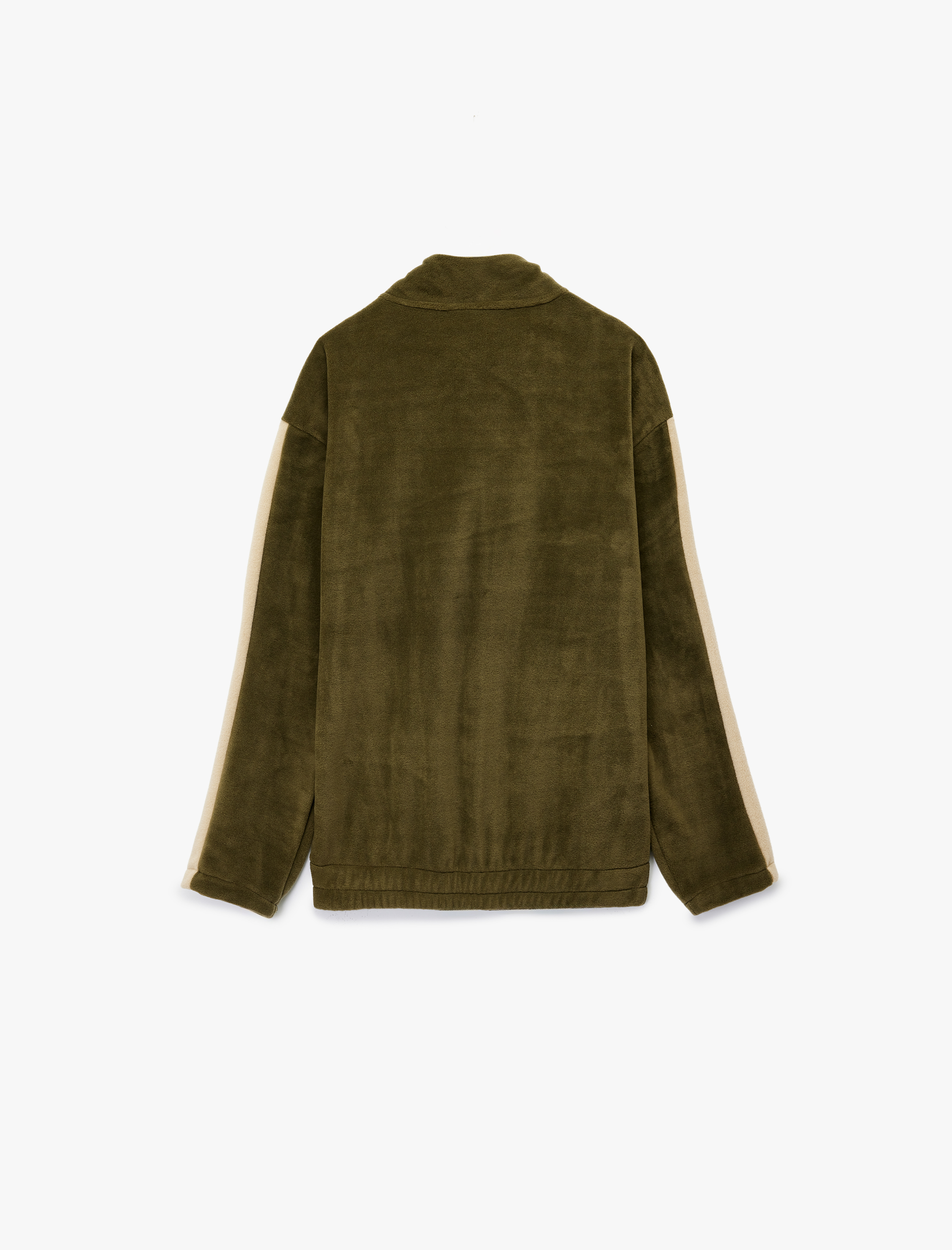   Renk Bloklu Yarım Fermuarlı Yaka Polar Sweatshirt