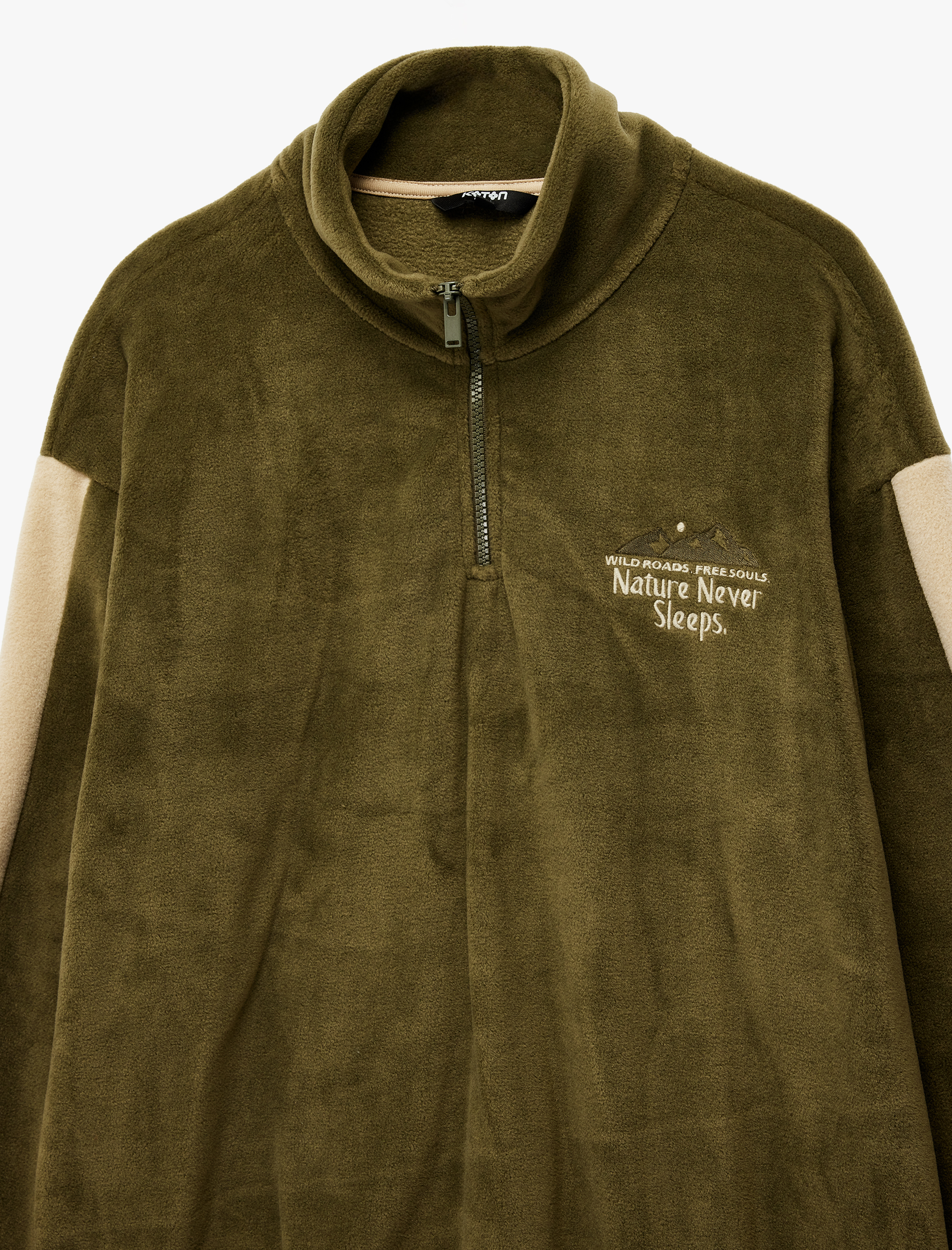   Renk Bloklu Yarım Fermuarlı Yaka Polar Sweatshirt