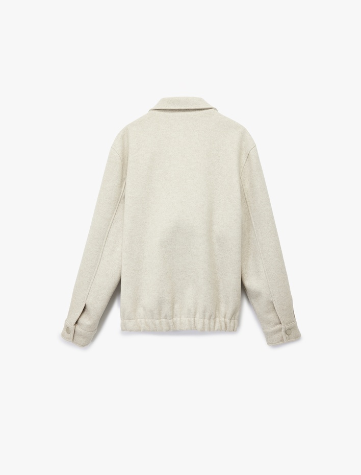  Regular Fit Cepli Gömlek Yaka Fermuarlı Kaşe Ceket