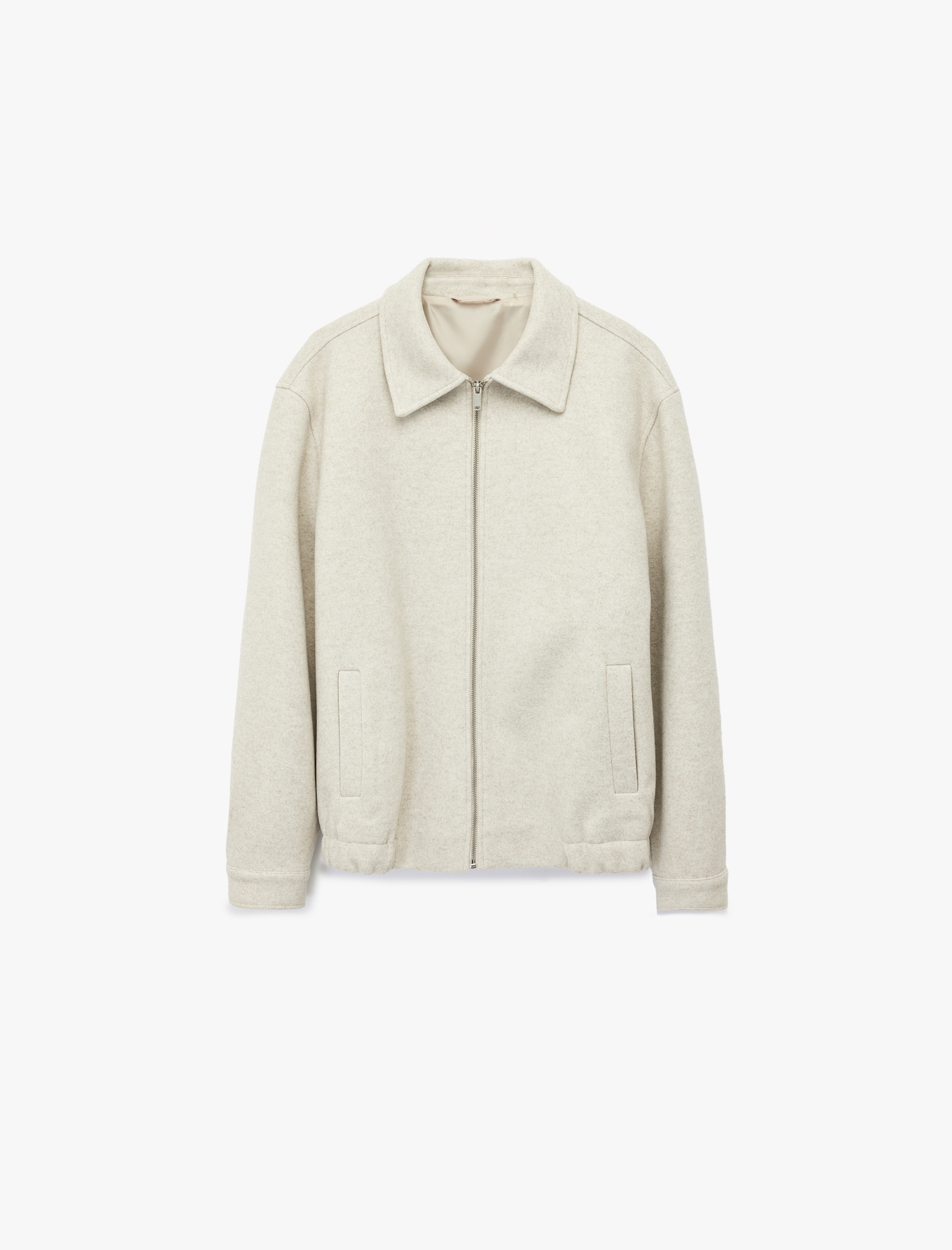   Regular Fit Cepli Gömlek Yaka Fermuarlı Kaşe Ceket