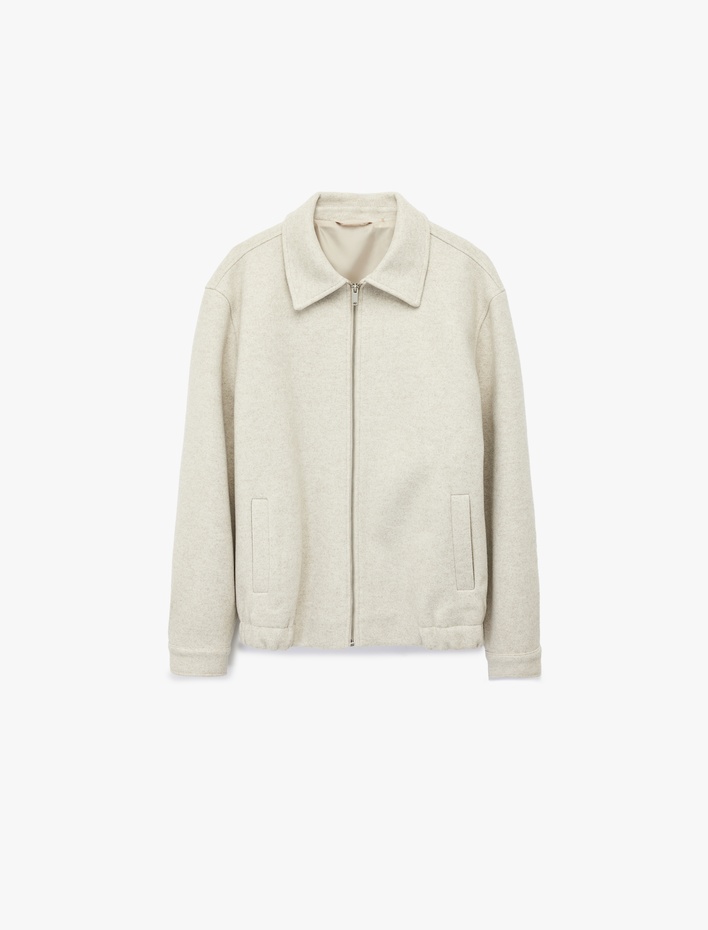  Regular Fit Cepli Gömlek Yaka Fermuarlı Kaşe Ceket