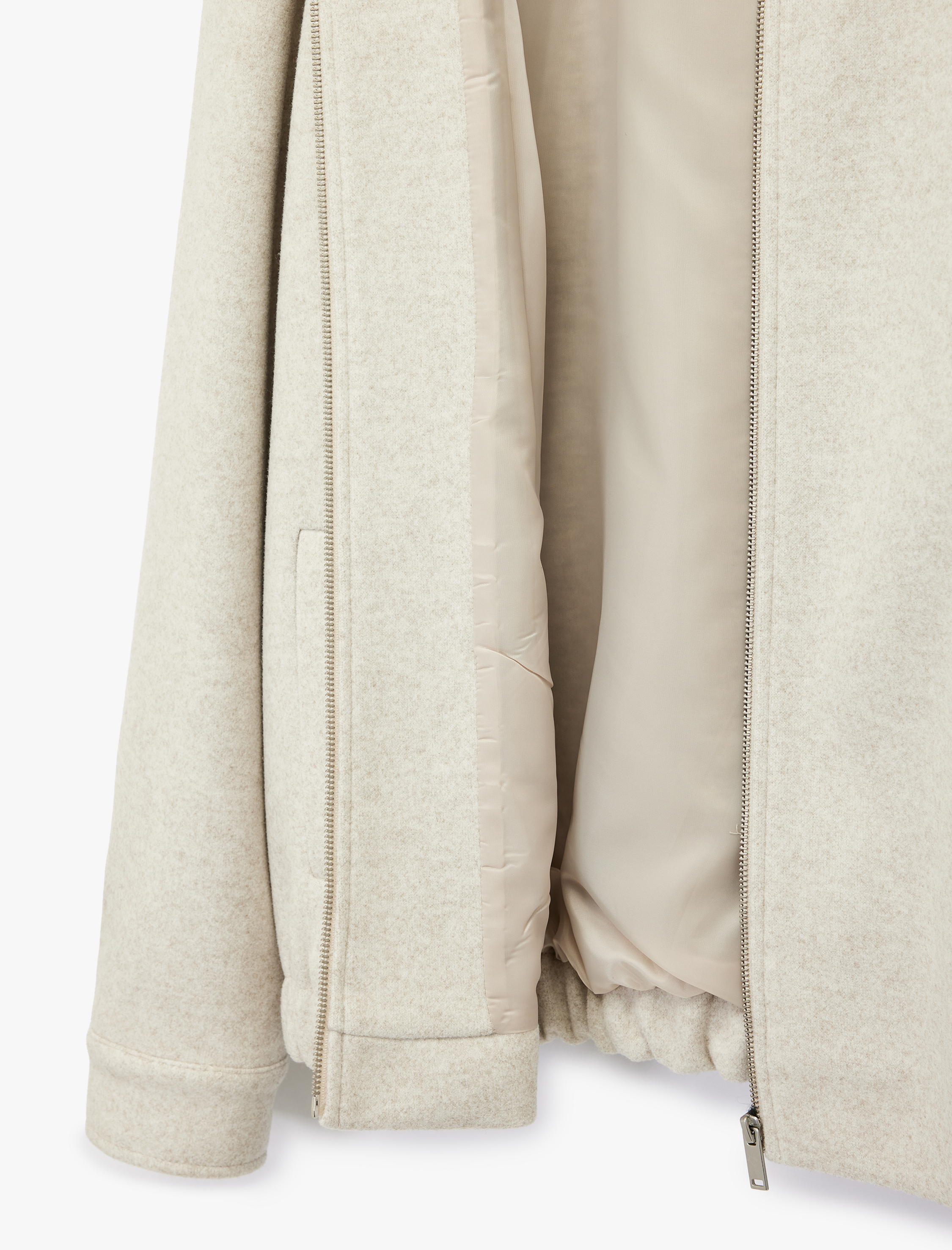   Regular Fit Cepli Gömlek Yaka Fermuarlı Kaşe Ceket