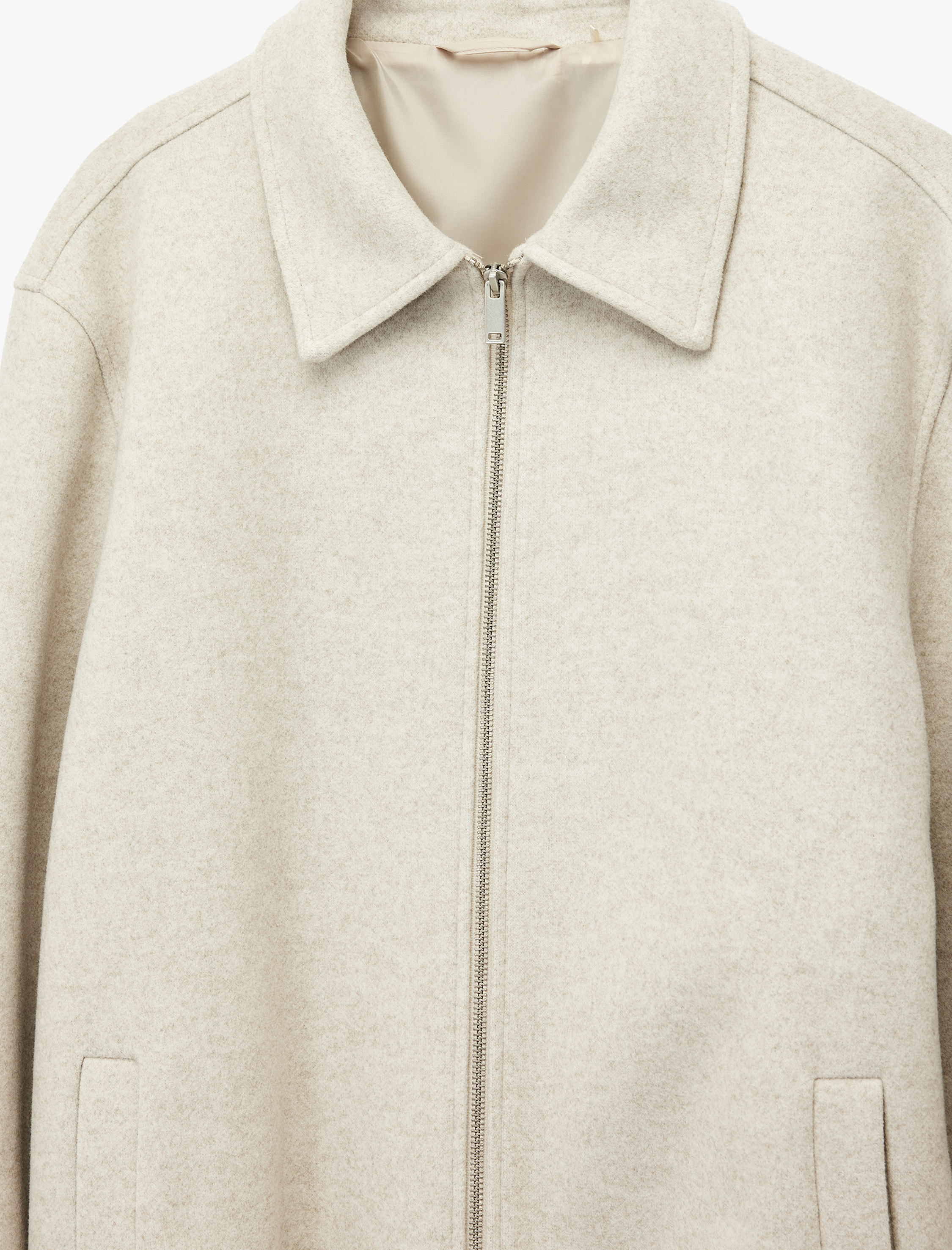   Regular Fit Cepli Gömlek Yaka Fermuarlı Kaşe Ceket