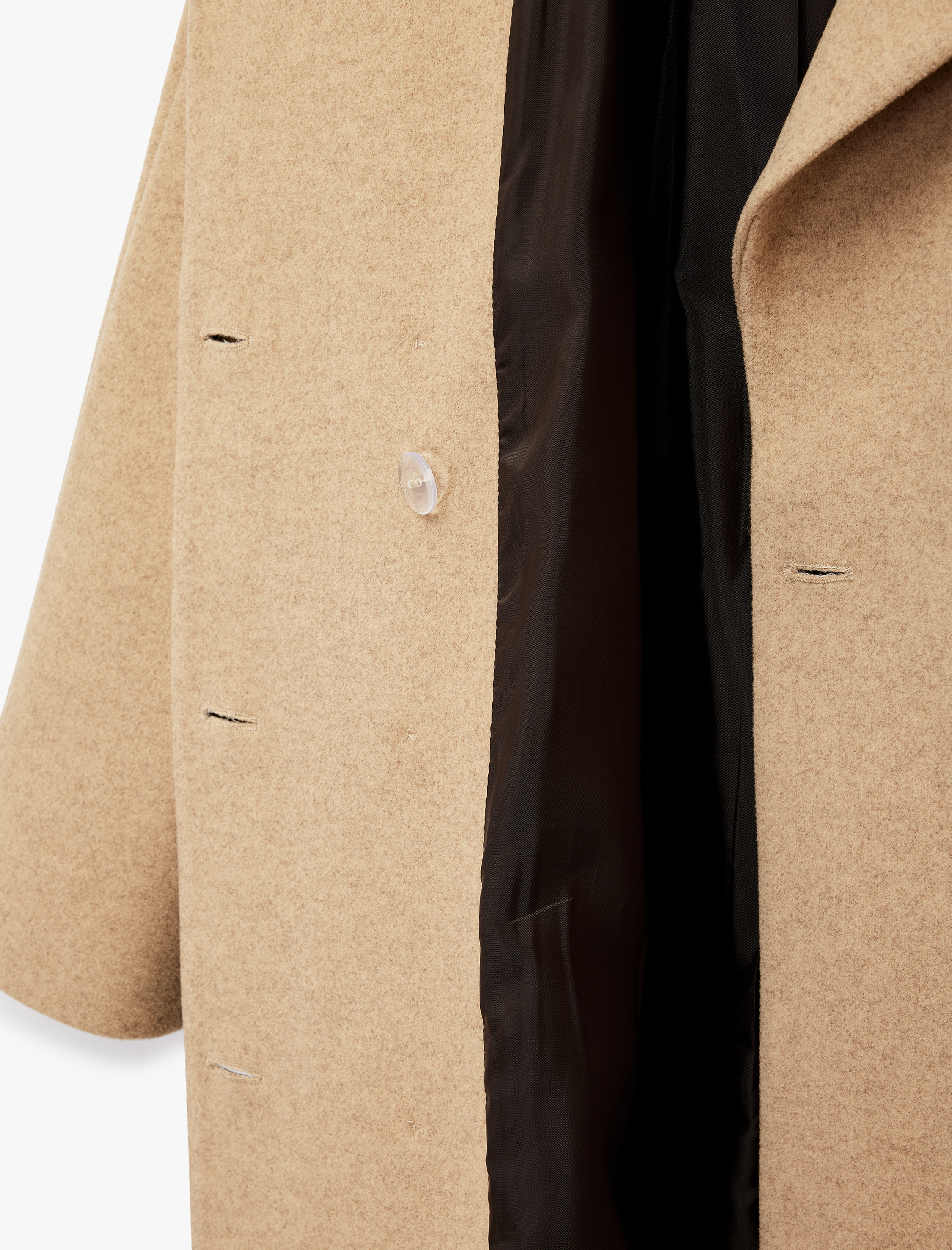   Uzun Kollu Cepli Kemerli Kruvaze Uzun Kaşe Kaban