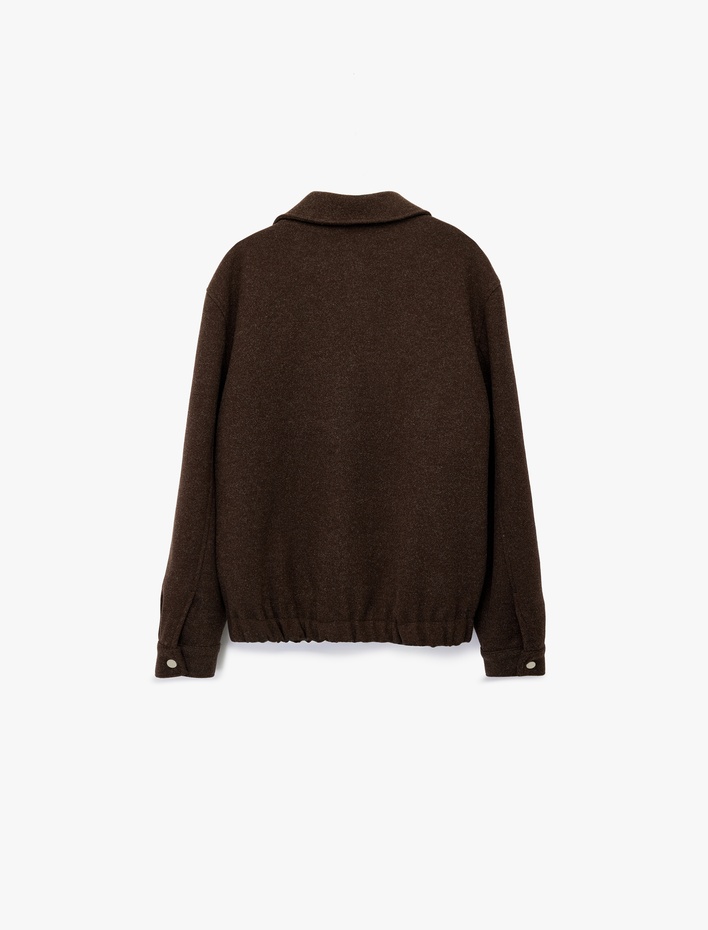  Regular Fit Cepli Gömlek Yaka Fermuarlı Kaşe Ceket