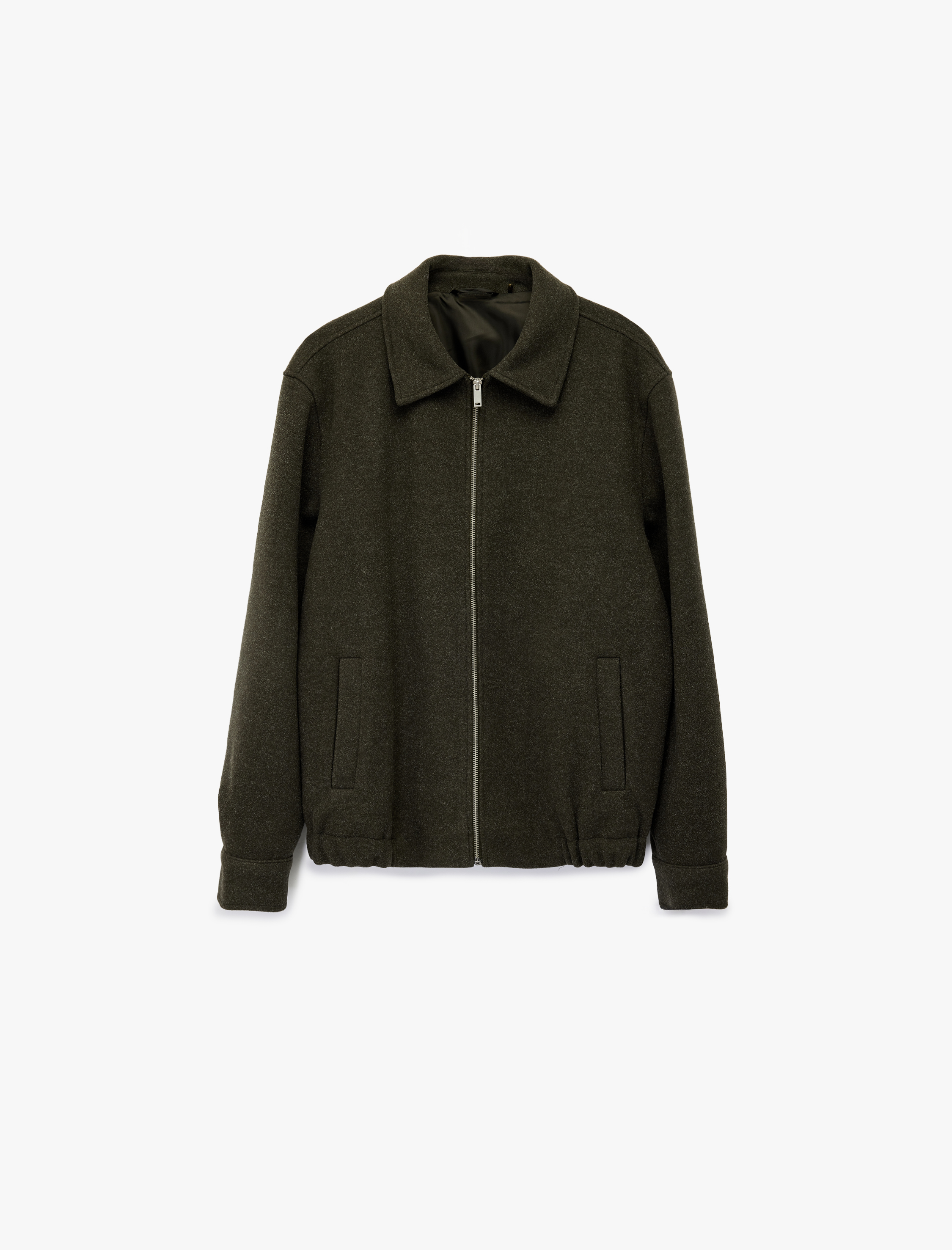   Regular Fit Cepli Gömlek Yaka Fermuarlı Kaşe Ceket