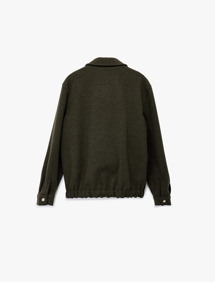  Regular Fit Cepli Gömlek Yaka Fermuarlı Kaşe Ceket