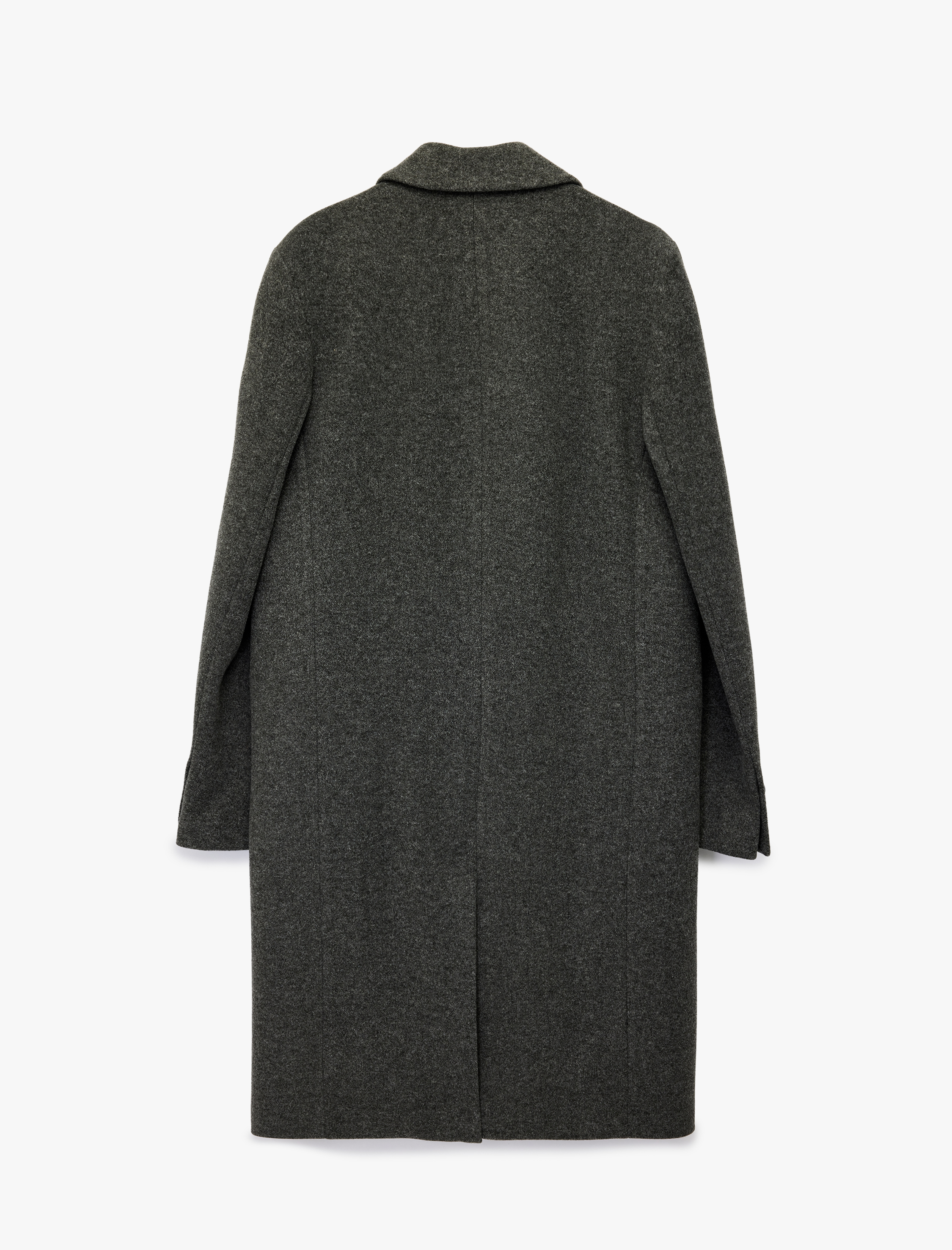   Regular Fit Cepli Mono Yaka Düğmeli Uzun Kaşe Kaban