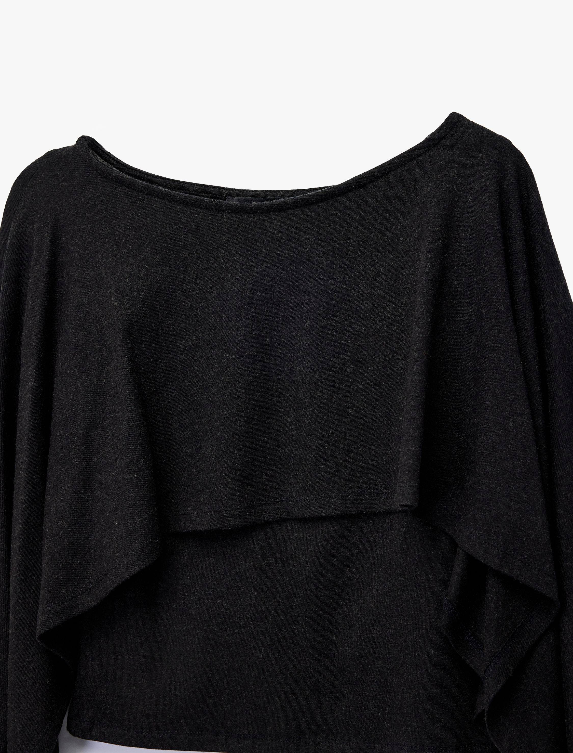   Slim Fit Yuvarlak Yaka Yarasa Kollu Panço Kazak