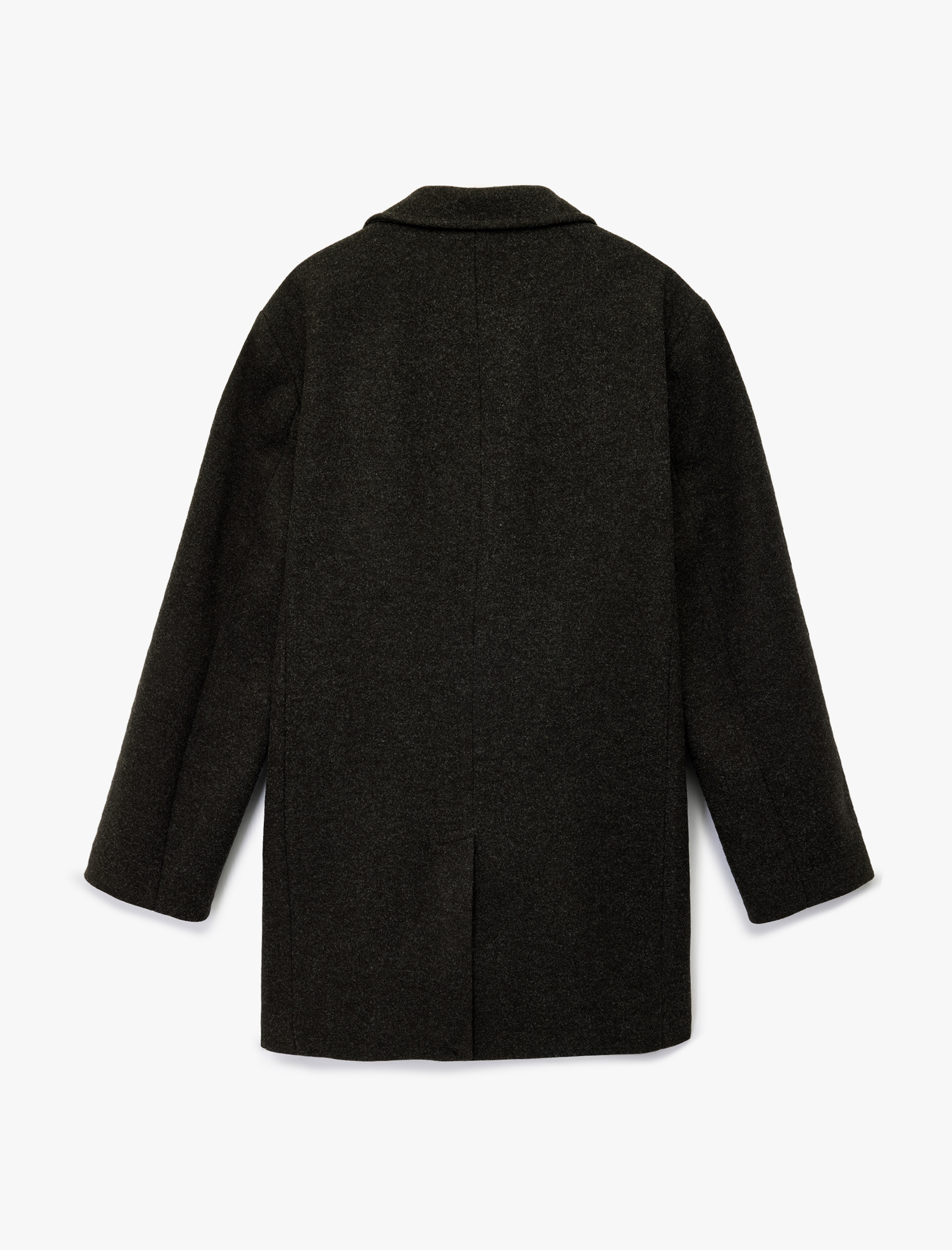   Regular Fit Cepli Mono Yaka Uzun Kaşe Kaban