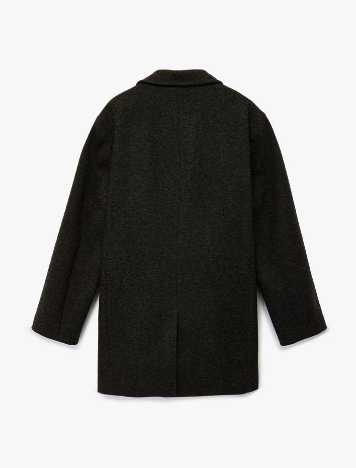  Regular Fit Cepli Mono Yaka Uzun Kaşe Kaban