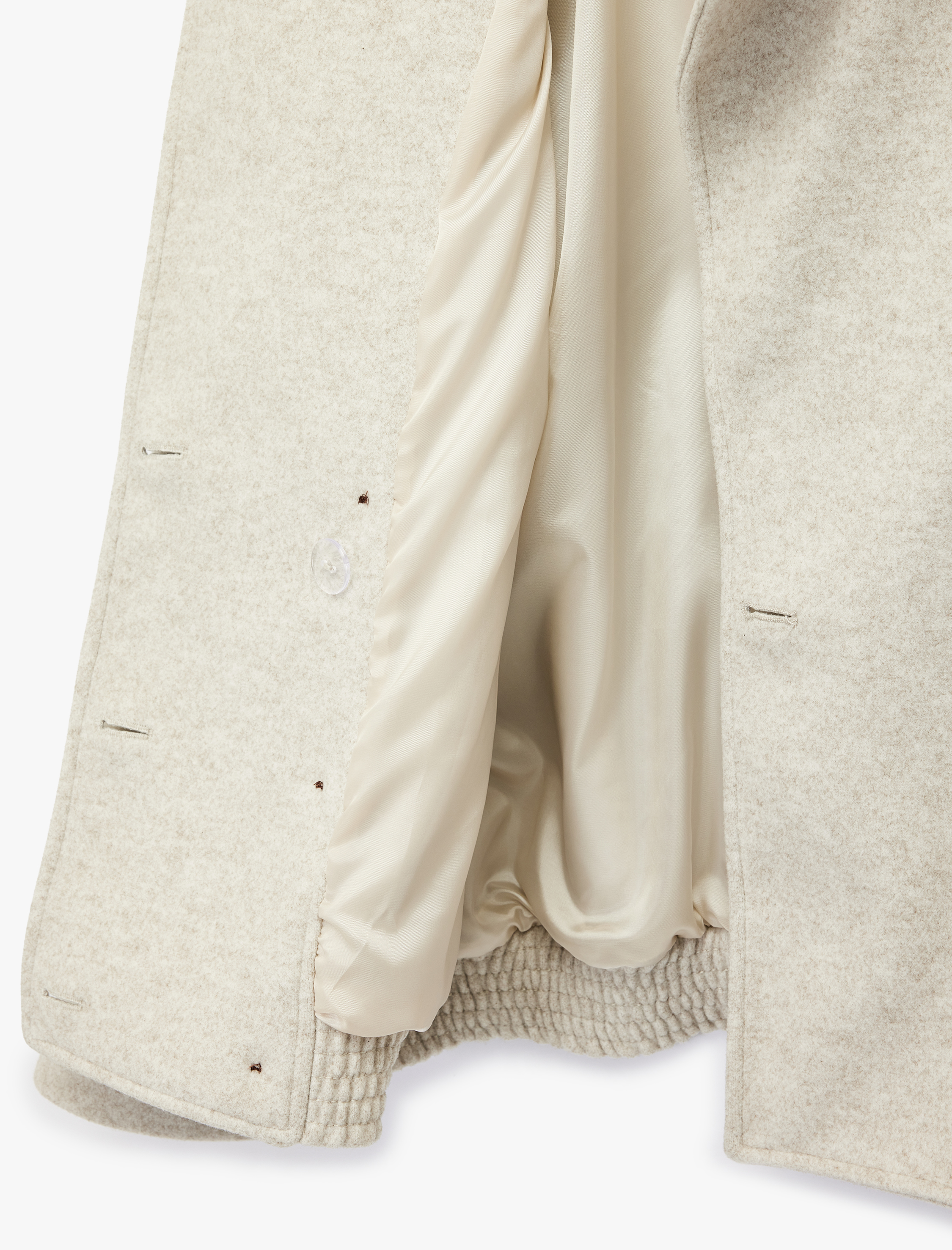   Suni Kürk Yaka Kısa Kaban Düğmel Cepli Uzun Kollu