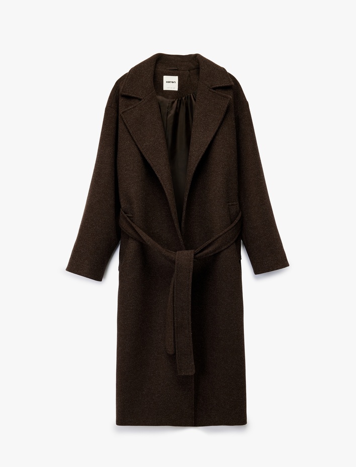  Kemerli Kaban Kaşe Uzun Cepli Uzun Kollu