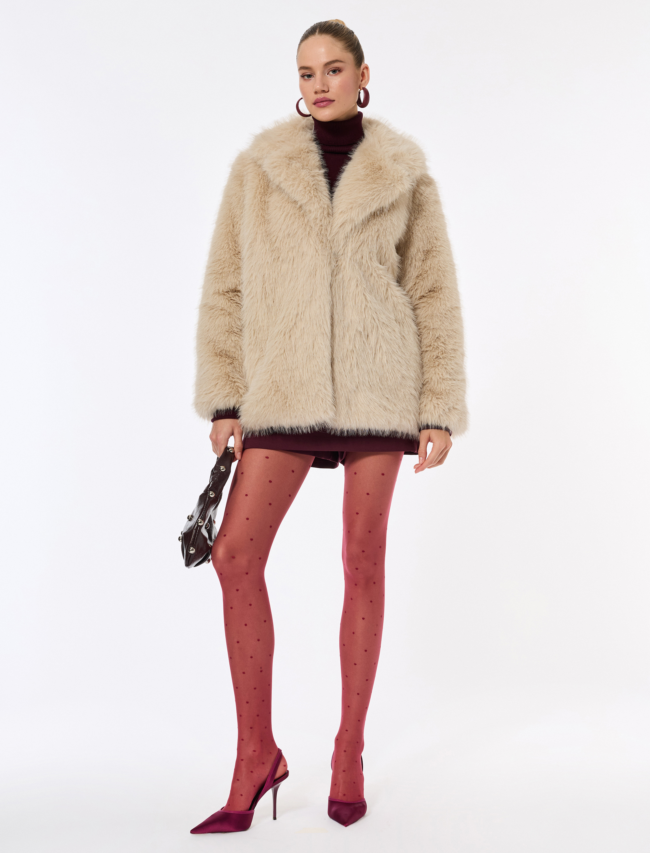   Suni Kürk Kaban Kruvaze Uzun Kollu