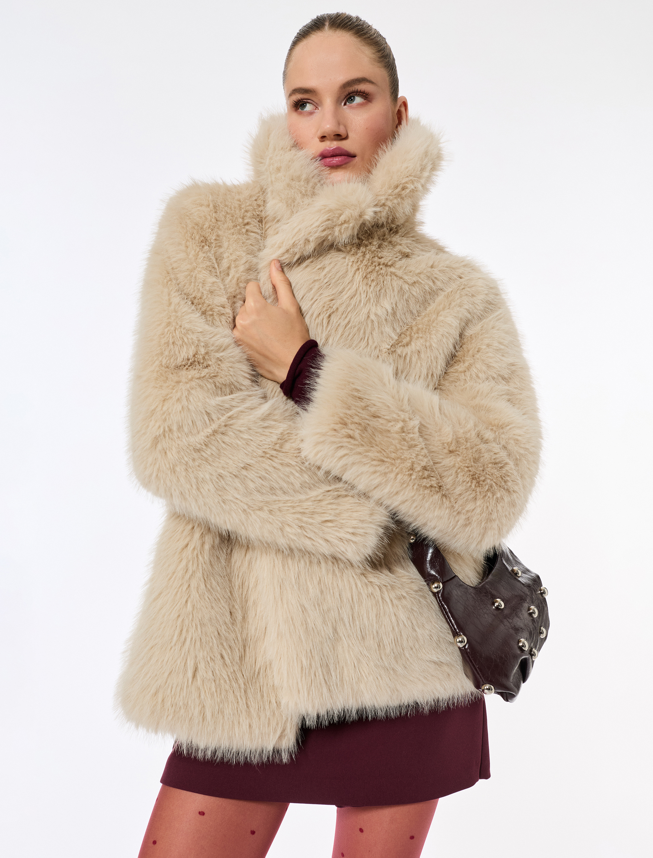   Suni Kürk Kaban Kruvaze Uzun Kollu