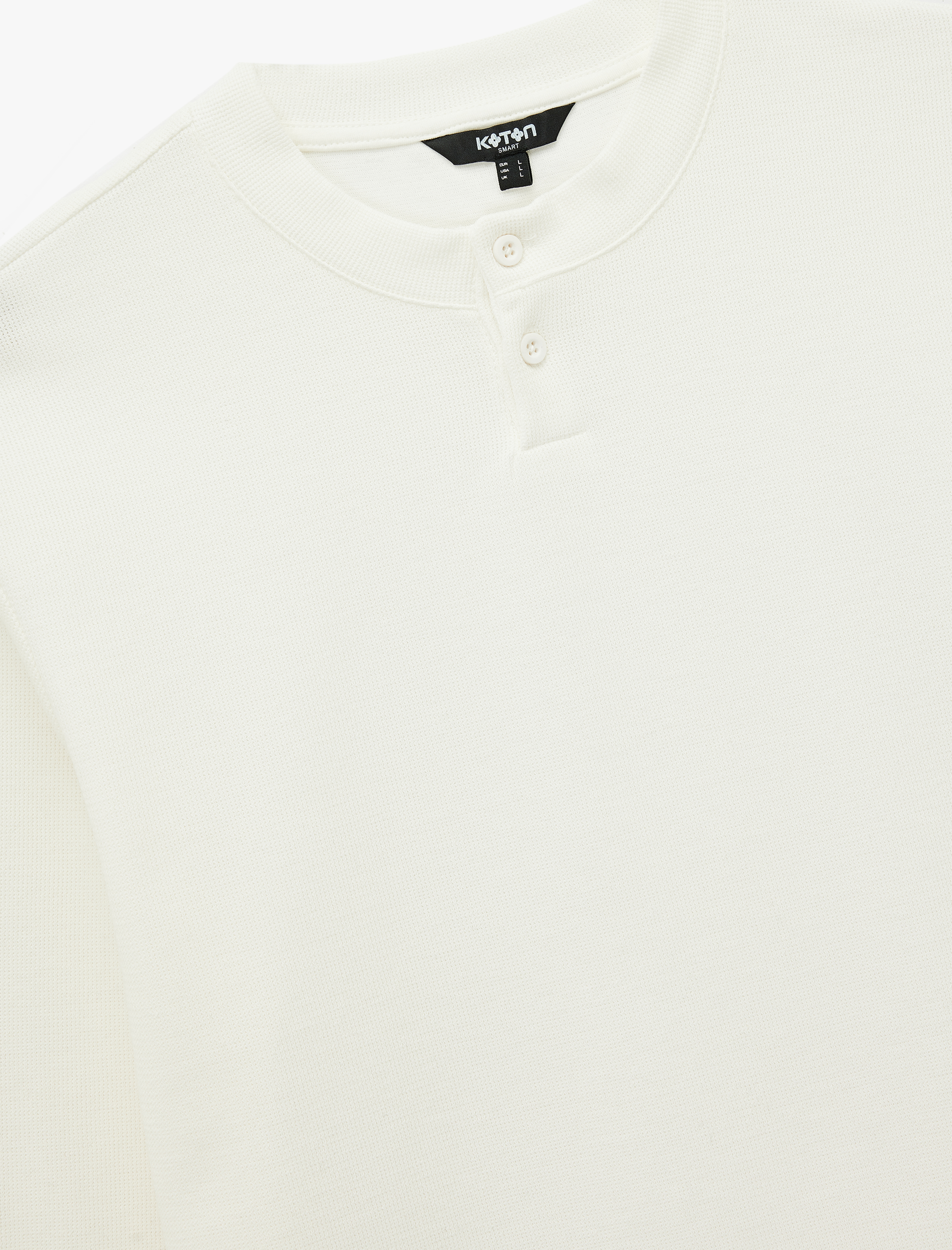   Regular Fit Düğmeli Hakim Yaka Uzun Kollu Tişört