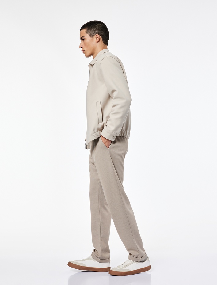  Cep Detaylı Düğmeli Pike Kumaş Beli Bağcıklı Pantolon