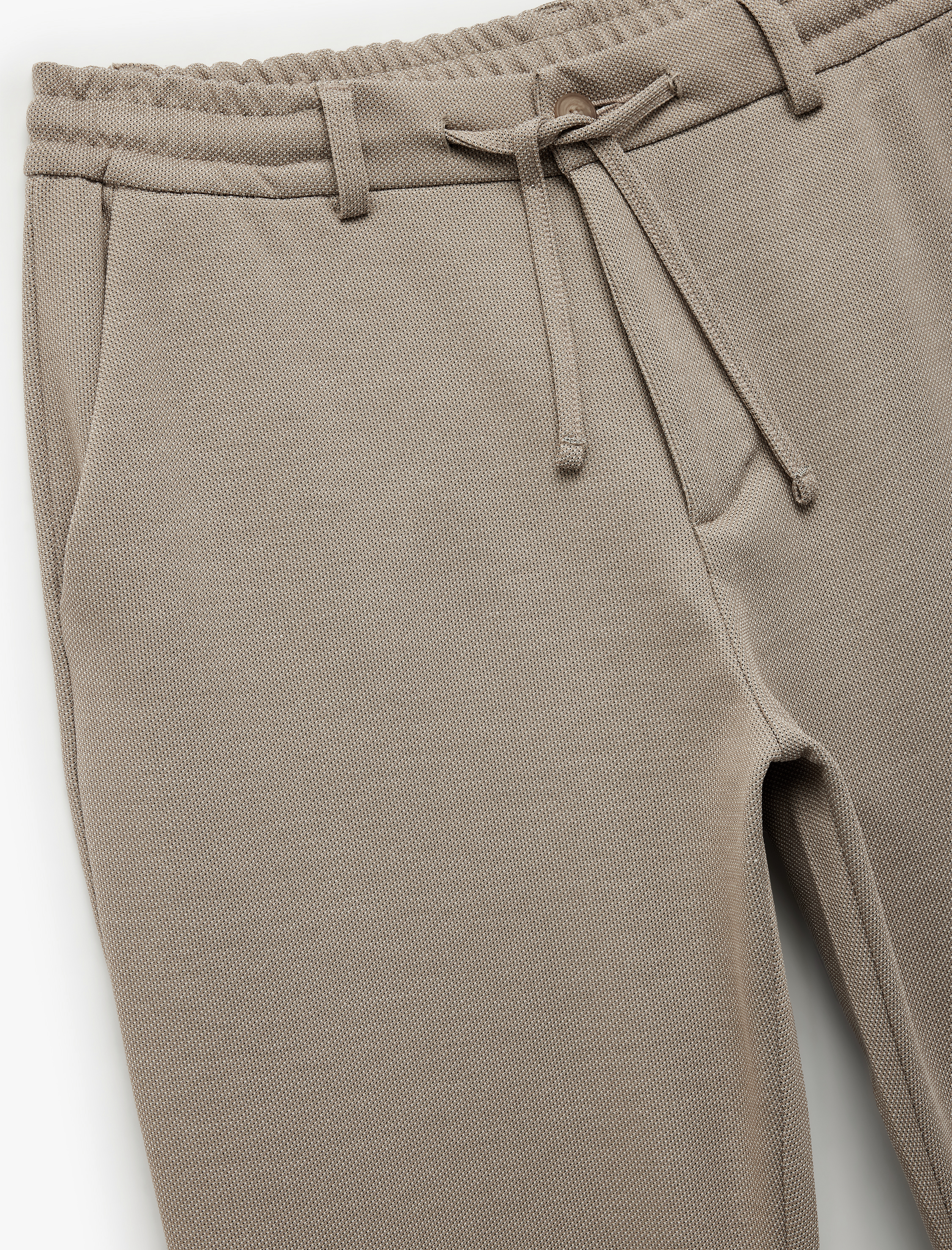   Cep Detaylı Düğmeli Pike Kumaş Beli Bağcıklı Pantolon