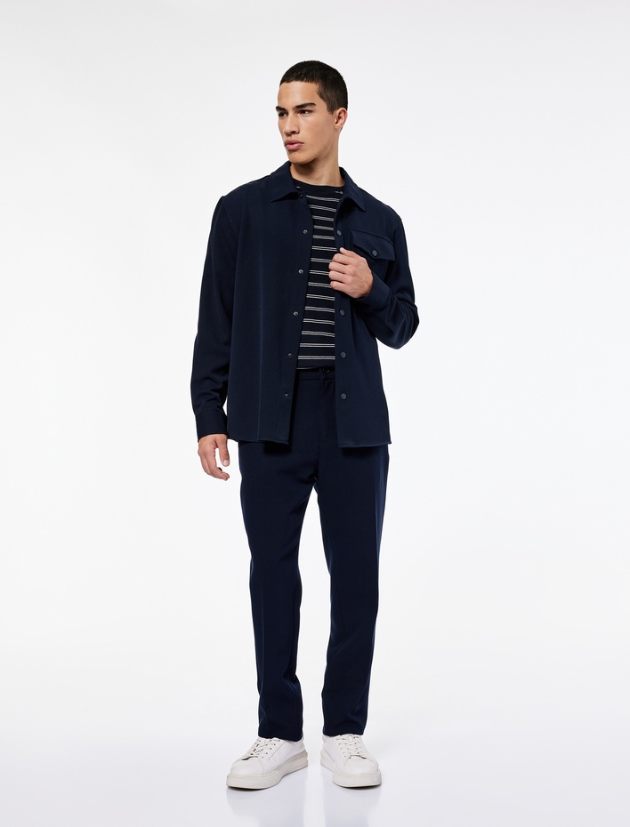  Regular Fit Viskon Karışımlı Düğmeli Kumaş Pantolon