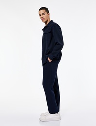 Regular Fit Viskon Karışımlı Düğmeli Kumaş Pantolon