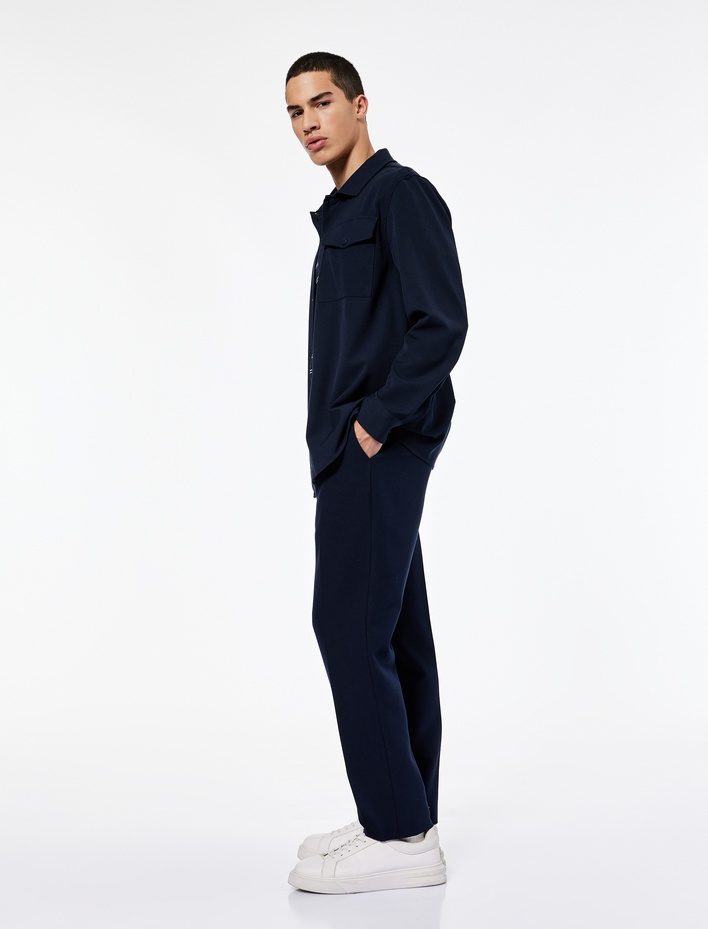  Regular Fit Viskon Karışımlı Düğmeli Kumaş Pantolon