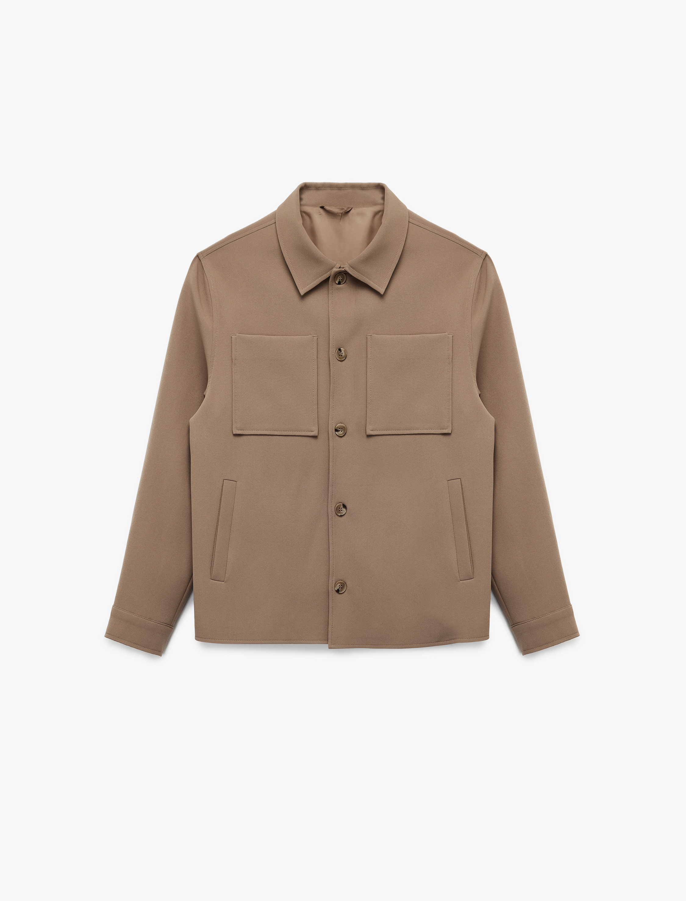   Uzun Kollu Cep Detaylı Düğmeli Gömlek Yaka Slim Fit Mevsimlik Ceket