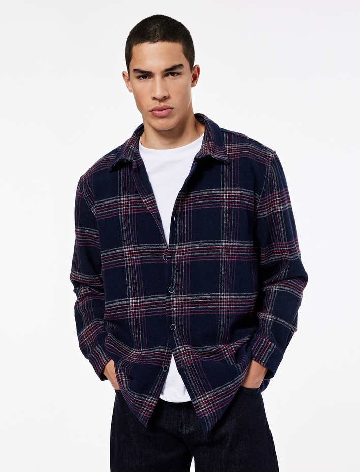  Regular Fit Uzun Kollu Klasik Yaka Oduncu Gömlek