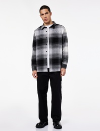 Regular Fit Uzun Kollu Desenli Klasik Yaka Oduncu Gömleği