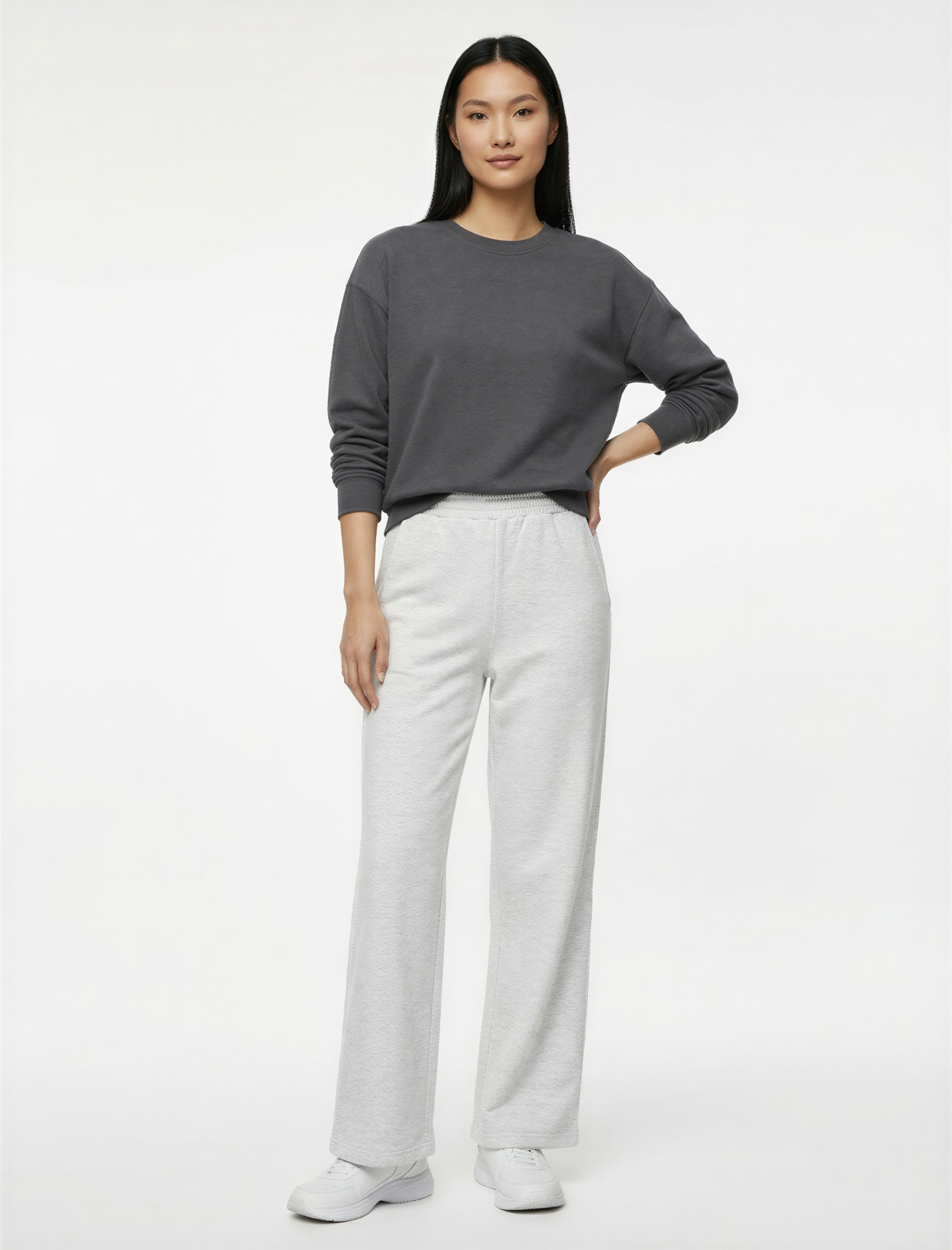   Rahat Kalıp Beli Lastikli Cep Detaylı Geniş Paça Eşofman Altı