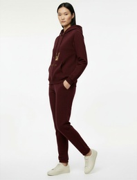 Şardonlu Kanguru Cepli Kapüşonlu Kedi İşlemeli Sweatshirt