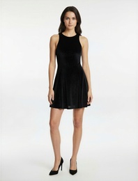 Dar Kesim Simli Kolsuz Halter Yaka Mini Abiye Elbise