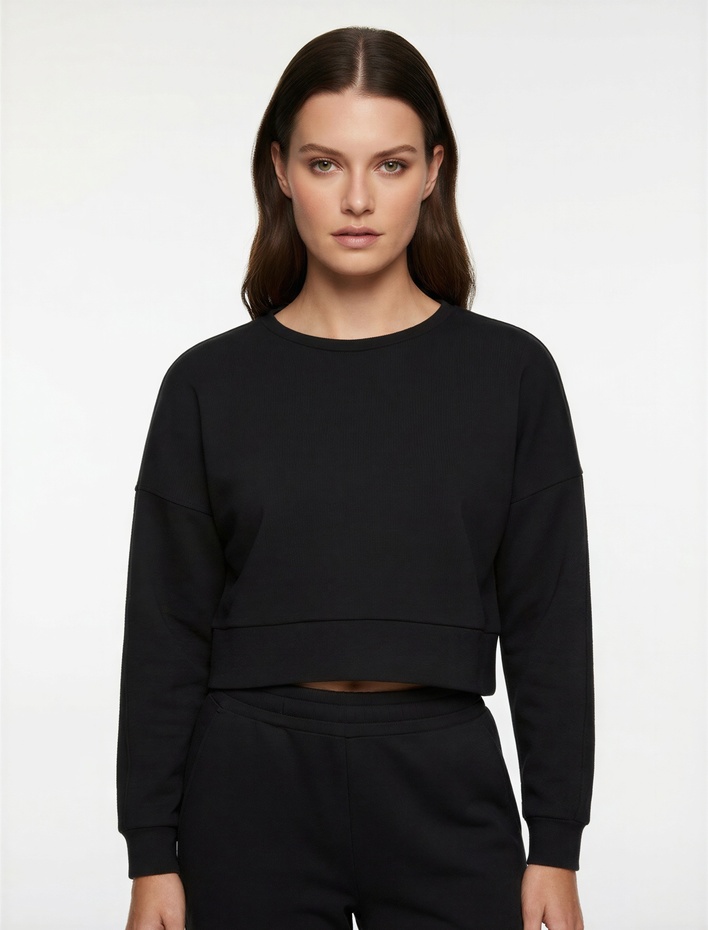  Uzun Kollu Bisiklet Yaka Oversize Spor Sweatshirt