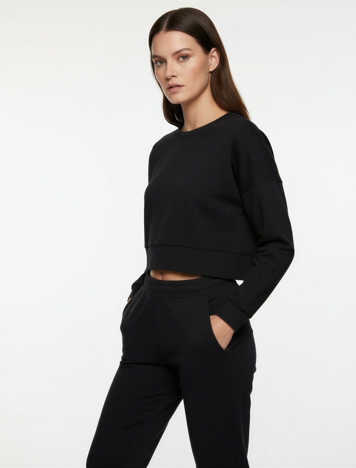  Uzun Kollu Bisiklet Yaka Oversize Spor Sweatshirt